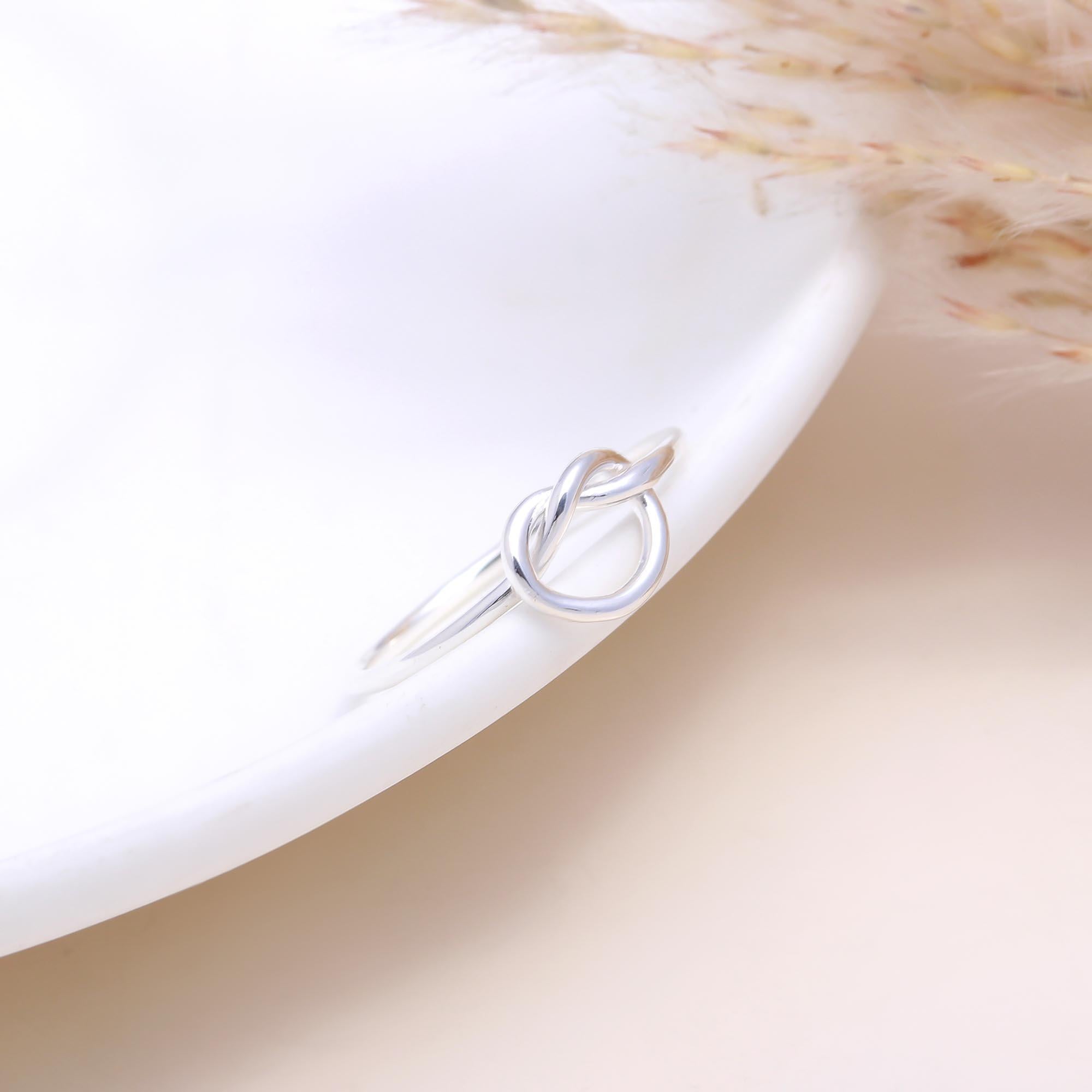 The Endless Bond: Minimalist Silver Love Knot Ring