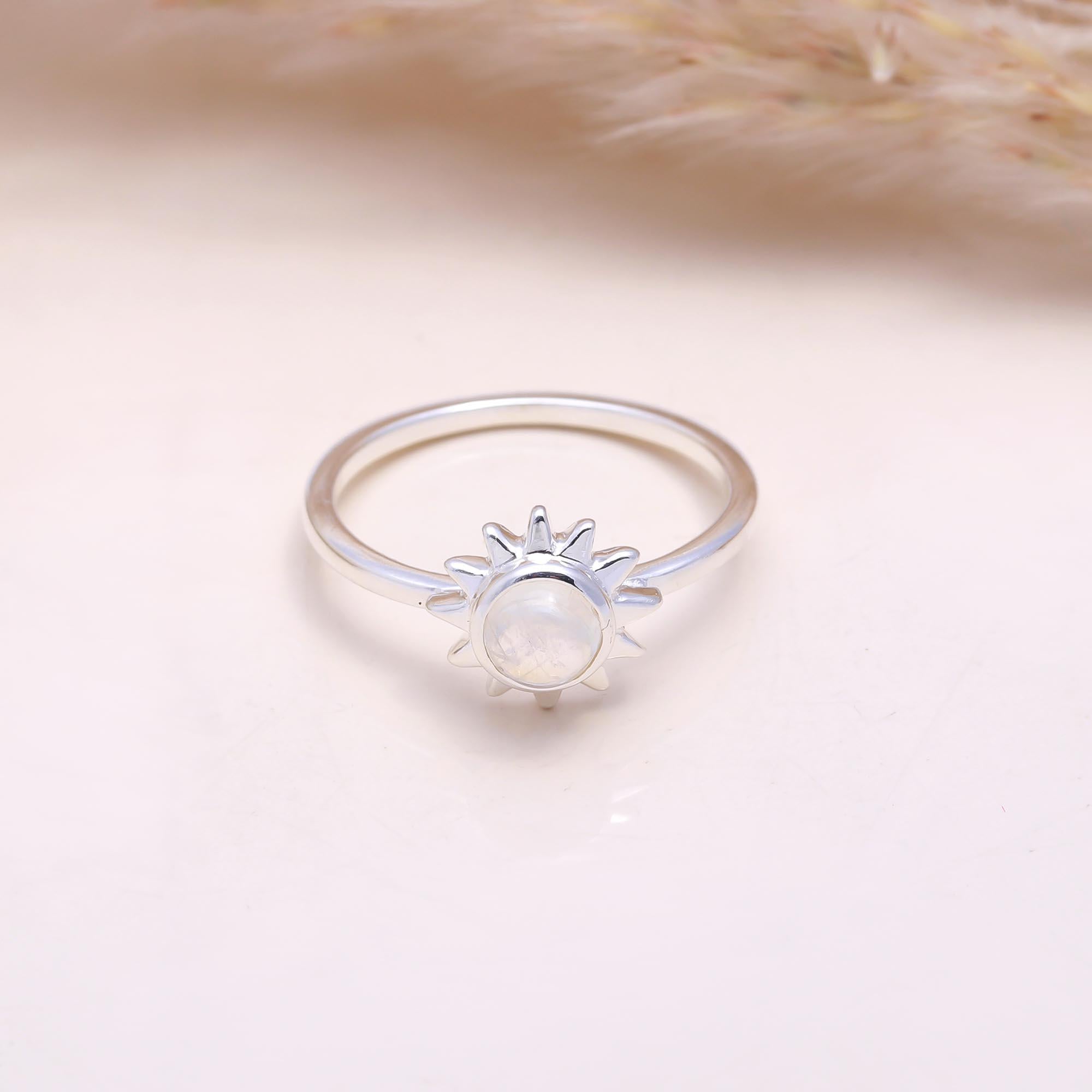 The Solar Eclipse: Moonstone Sunburst Ring