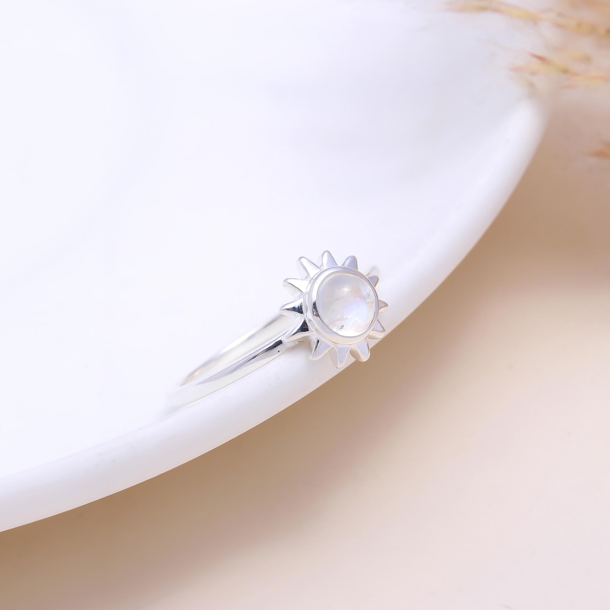 The Solar Eclipse: Moonstone Sunburst Ring