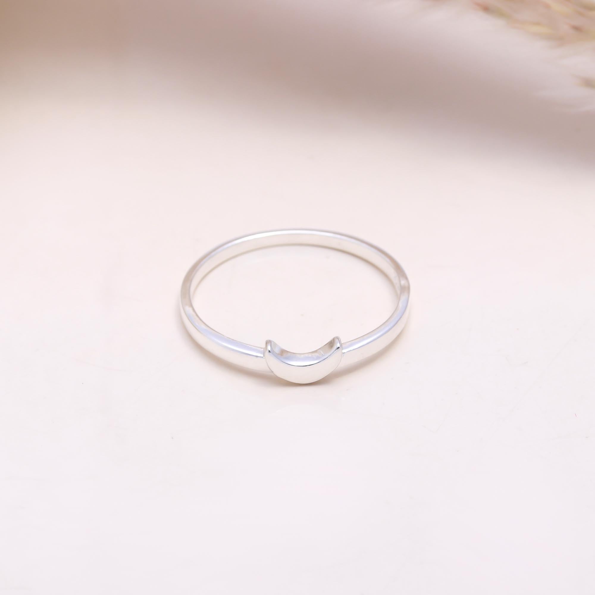 The Crescent Dreams: Minimalist Silver Moon Ring
