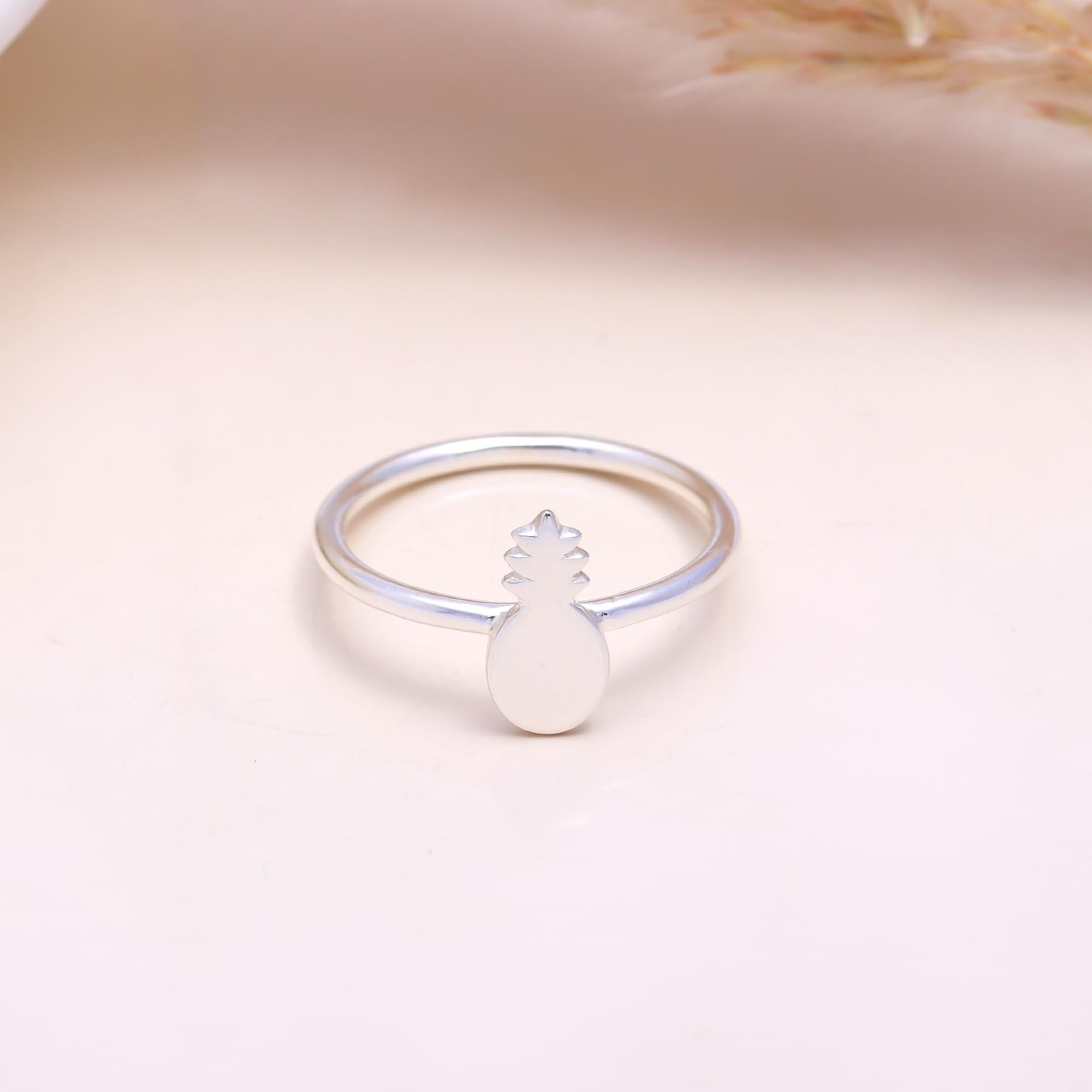 The Island Vibes: Minimalist Silver Pineapple Ring