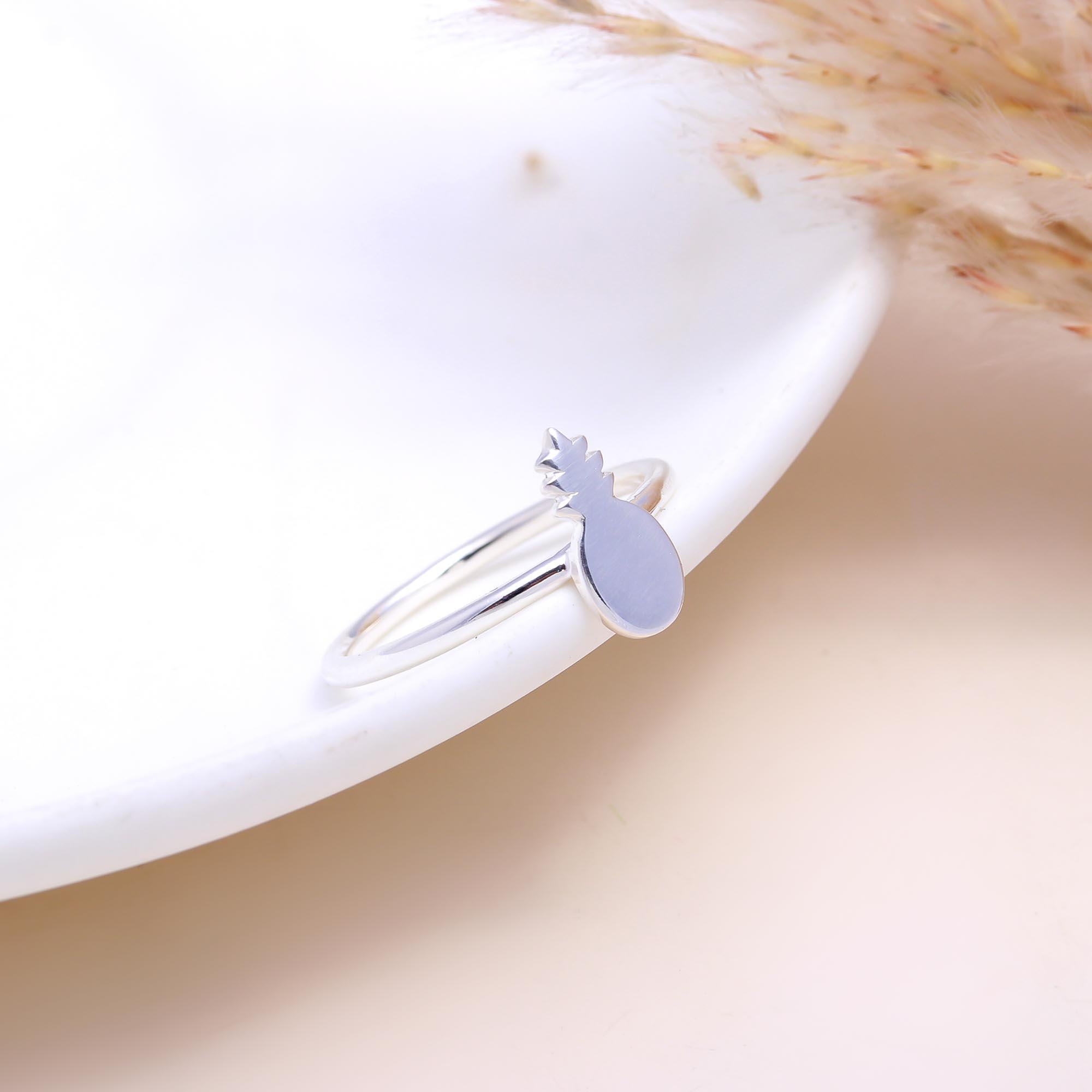 The Island Vibes: Minimalist Silver Pineapple Ring