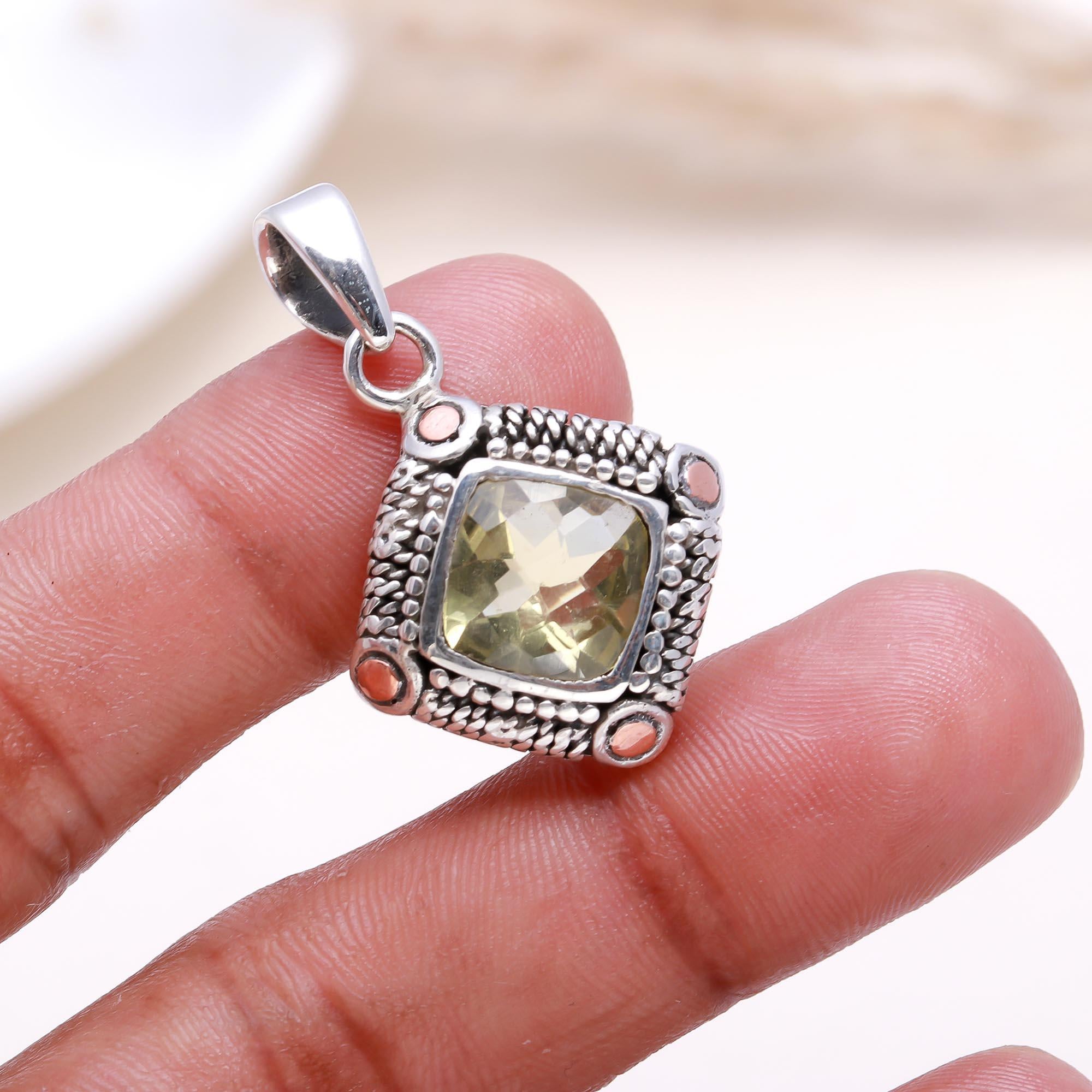 The Bali Breeze Pendante: Lemon Quartz Two-Tone Necklace