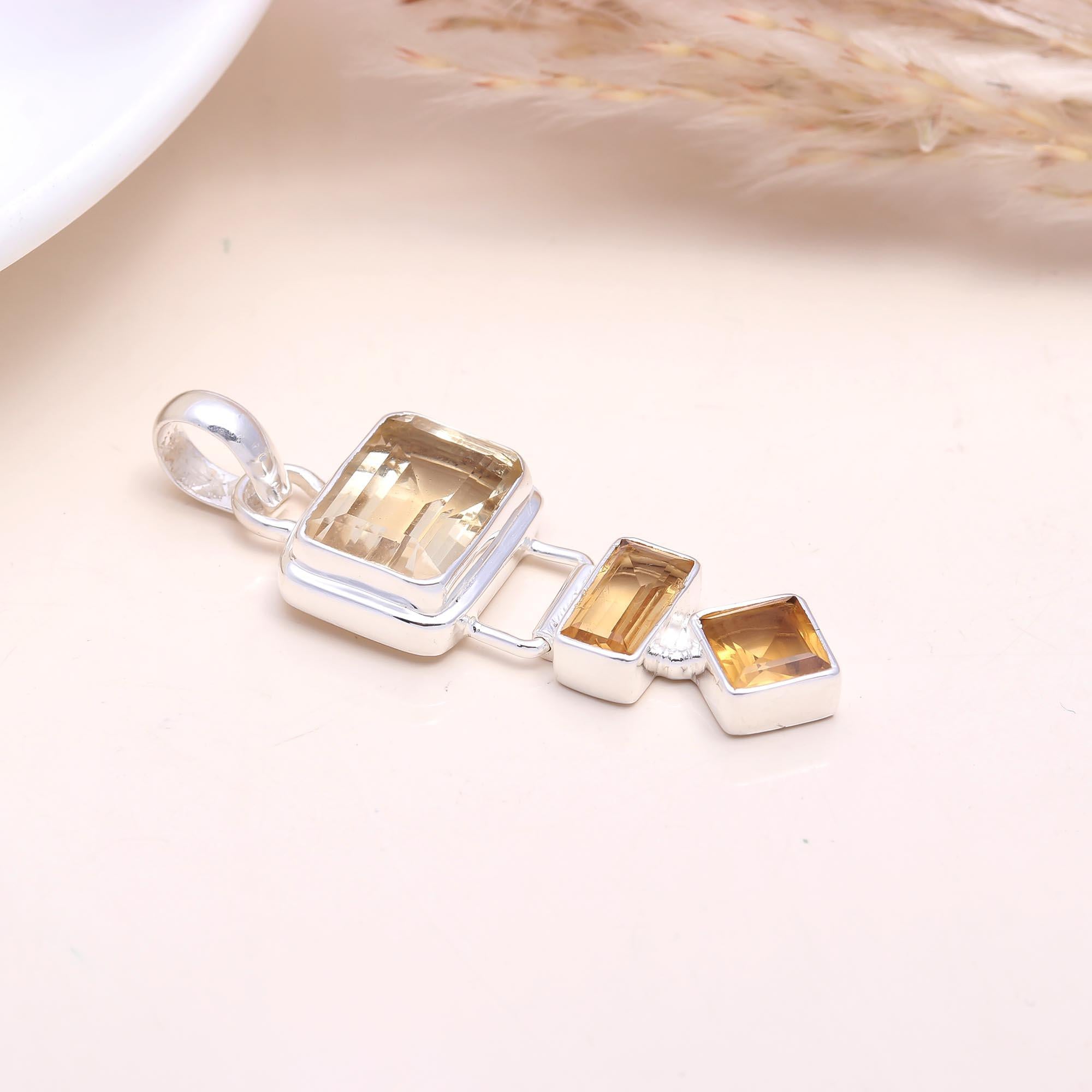 The Golden Tier: Triple Drop Citrine Pendant