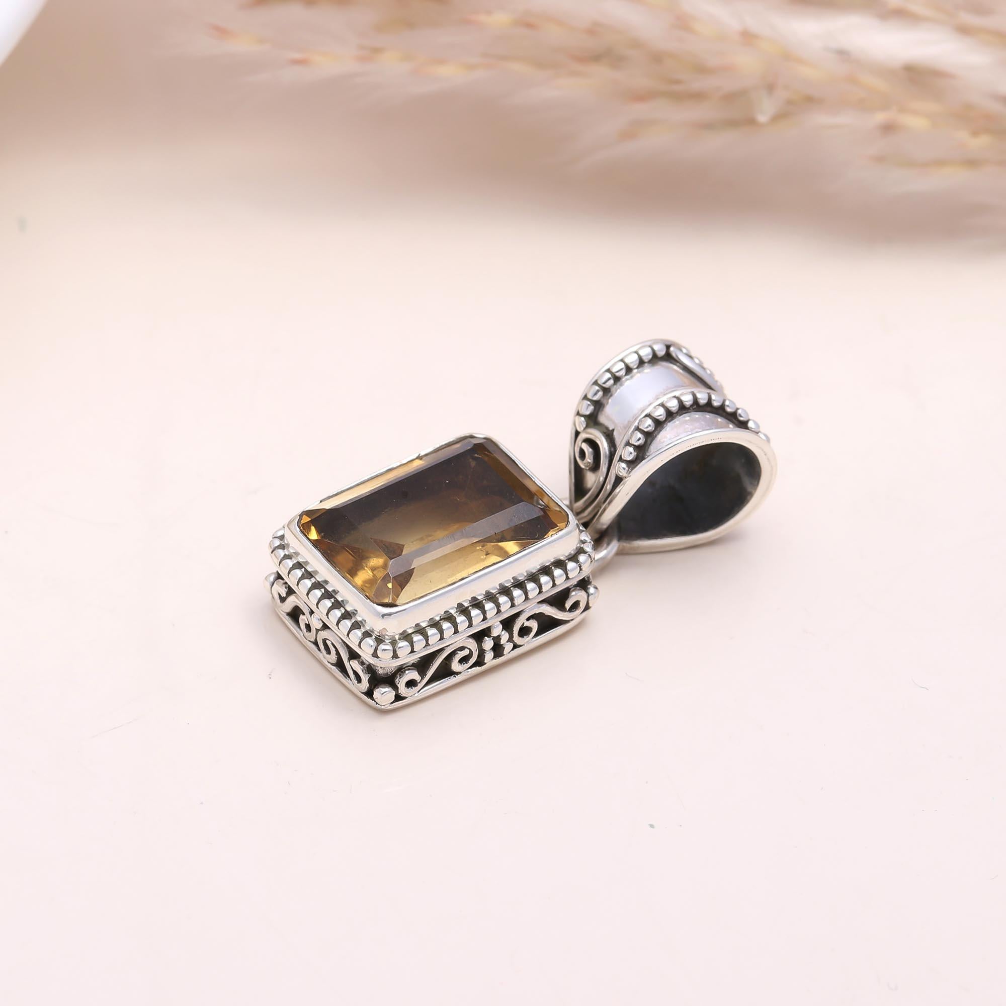 The Amber Glow: Emerald Cut Citrine Necklace