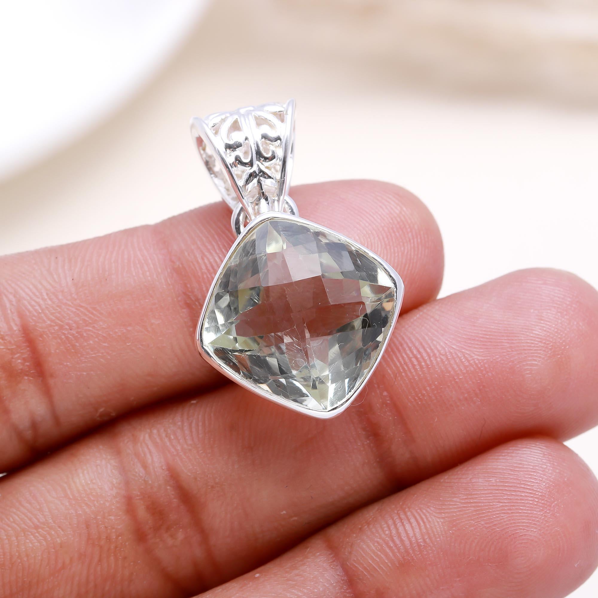 The Prism Filigree Pendant: Green Amethyst Filigree Bail Necklace