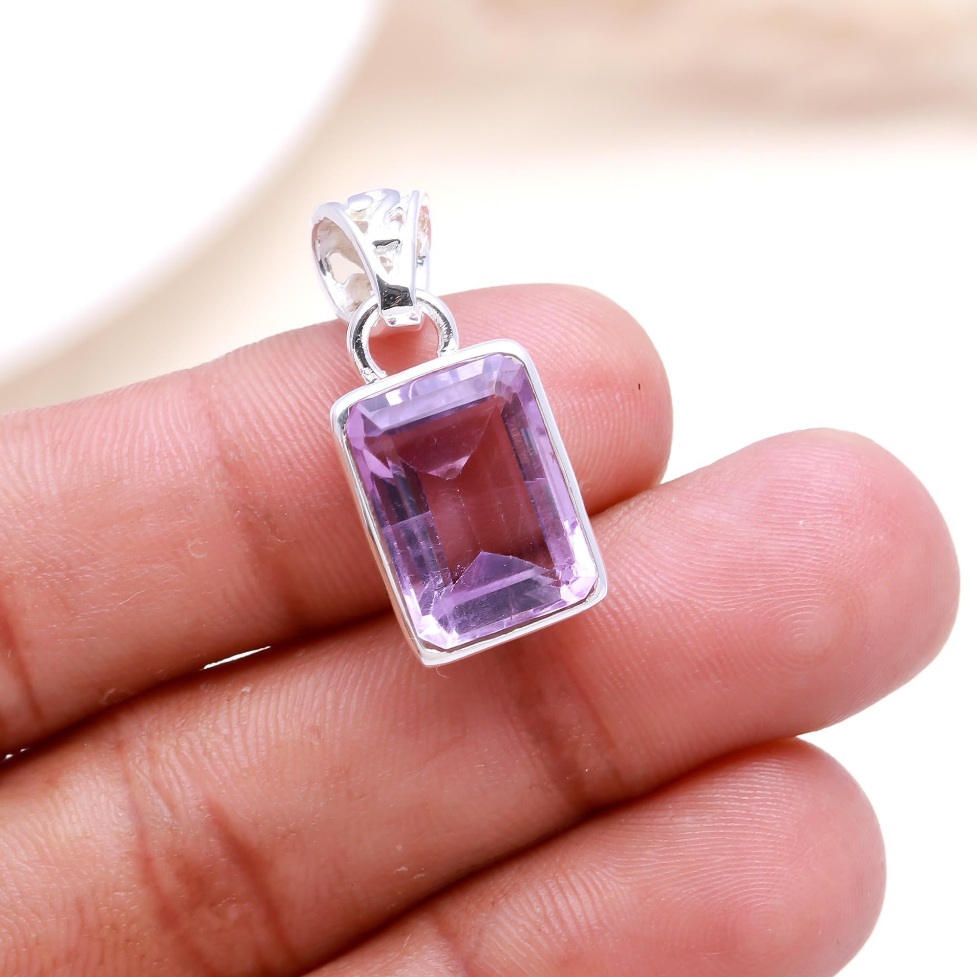 The Royal Window: Emerald Cut Amethyst Pendant