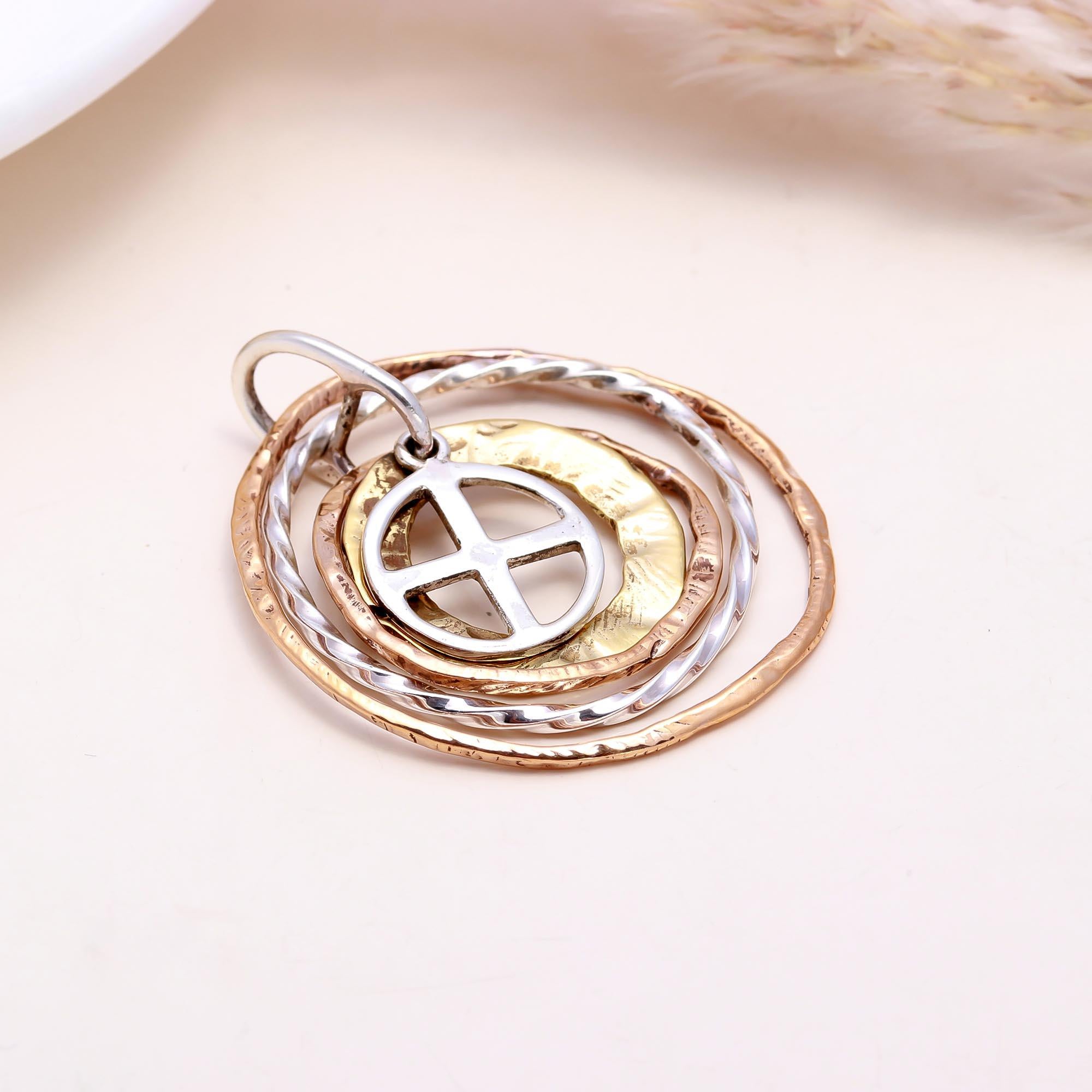 The Orbital Harmony: Tri-Tone Multi-Circle Pendant
