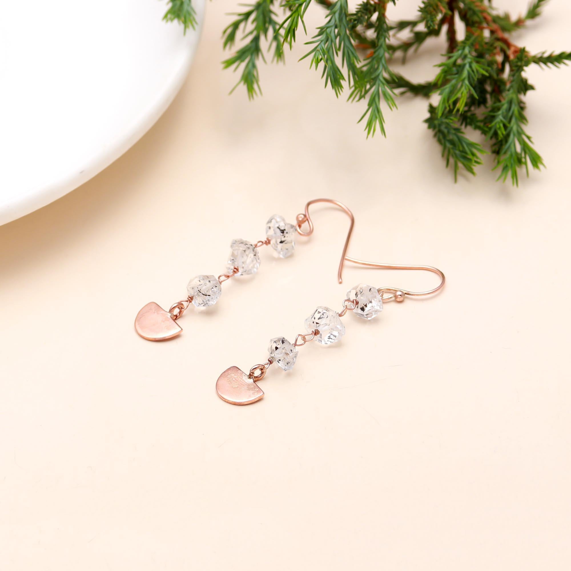 925 Sterling Silver Herkimer Diamond Long Dangle Earrings