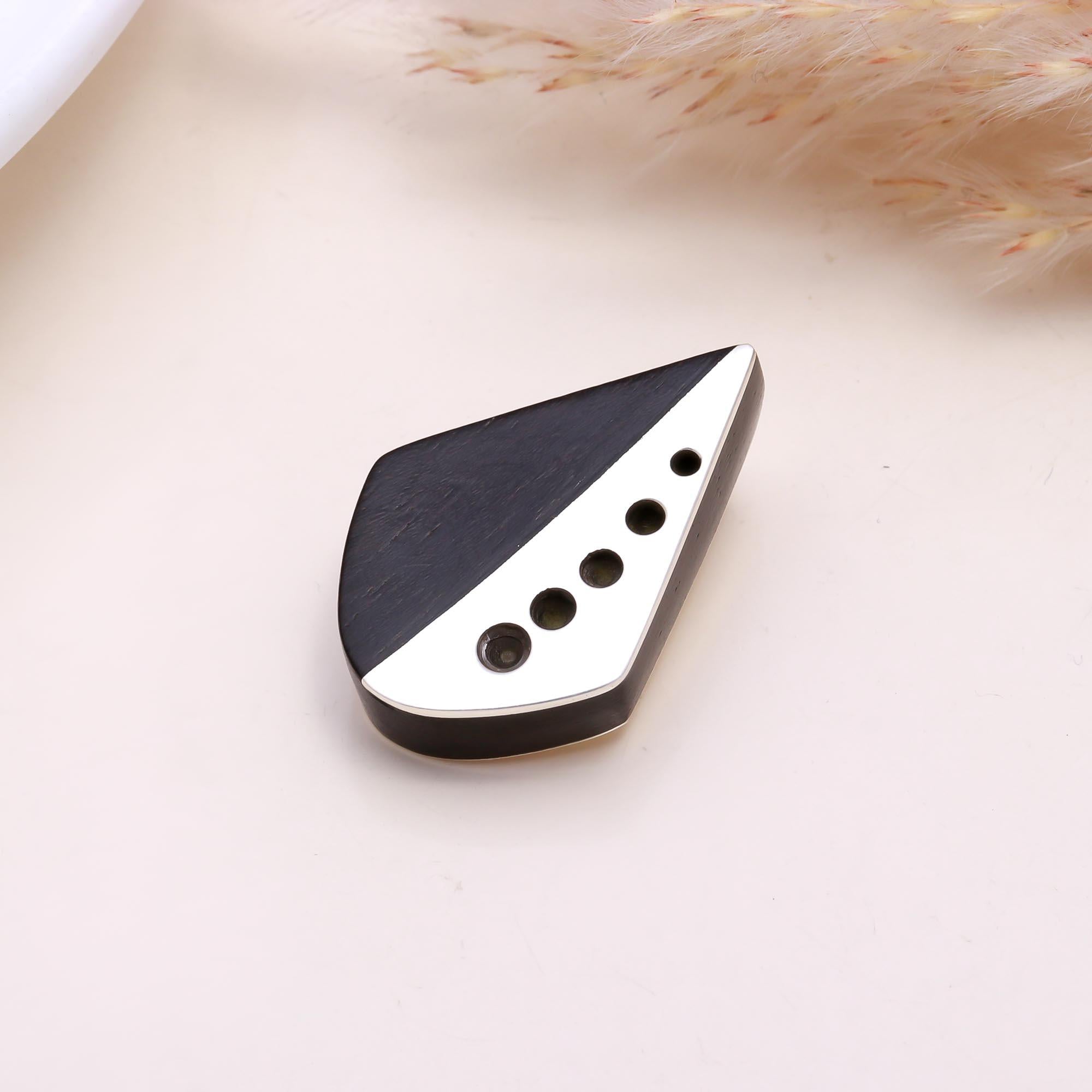 The Edgy Contrast: Silver & Black Wood Asymmetrical Pendant