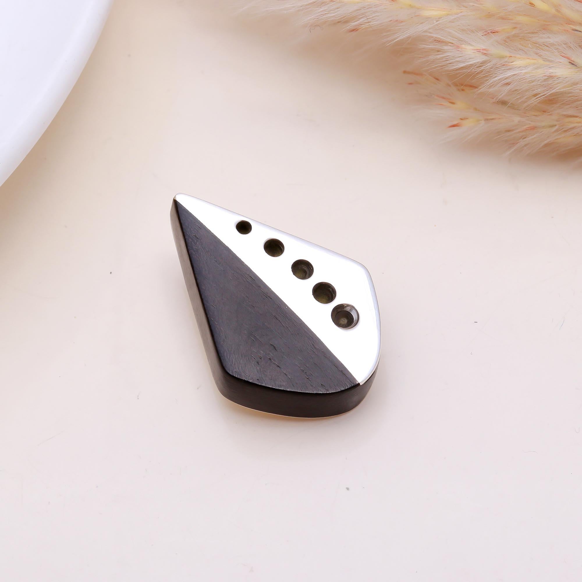 The Edgy Contrast: Silver & Black Wood Asymmetrical Pendant