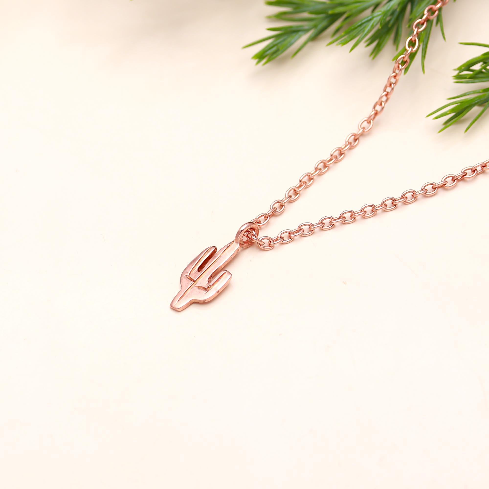 925 Silver Mini Cactus Pendant Necklace
