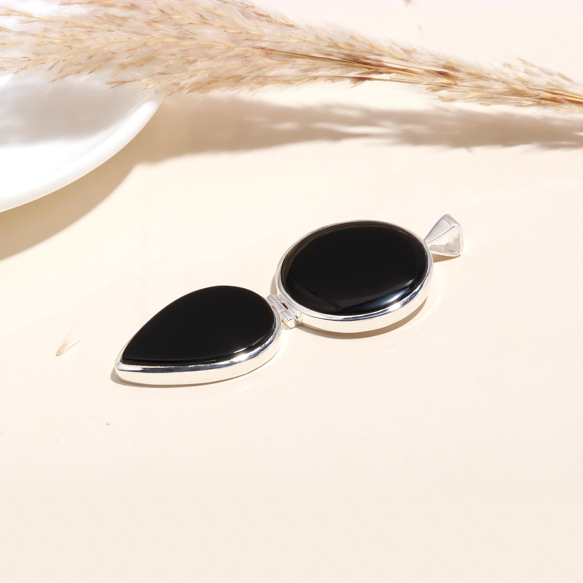 The Midnight Duo: Articulated Black Onyx Locket Style Pendant