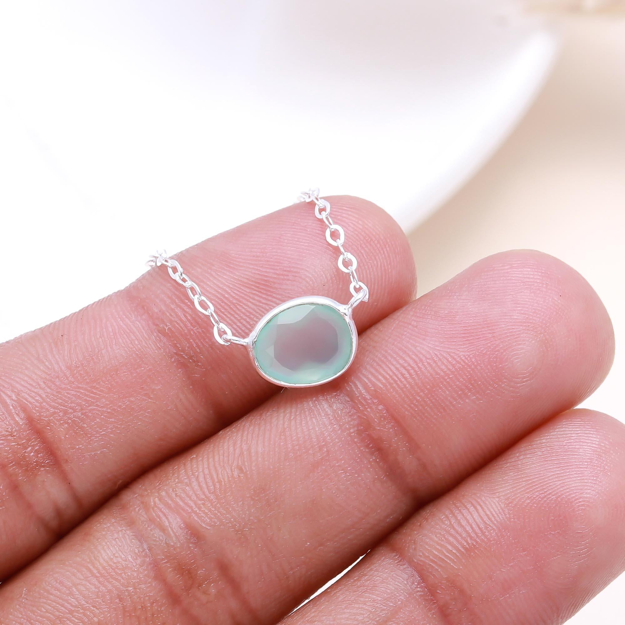 The Green Horizon: Chalcedony Station Necklace