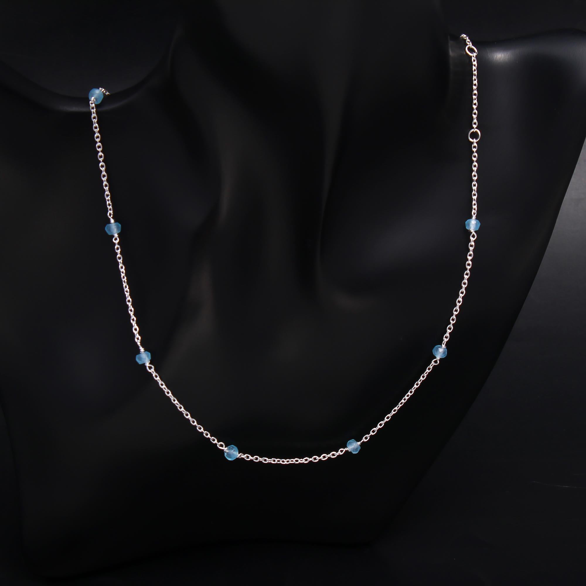 The Ocean Mist: Aquamarine Faceted Bead Necklace