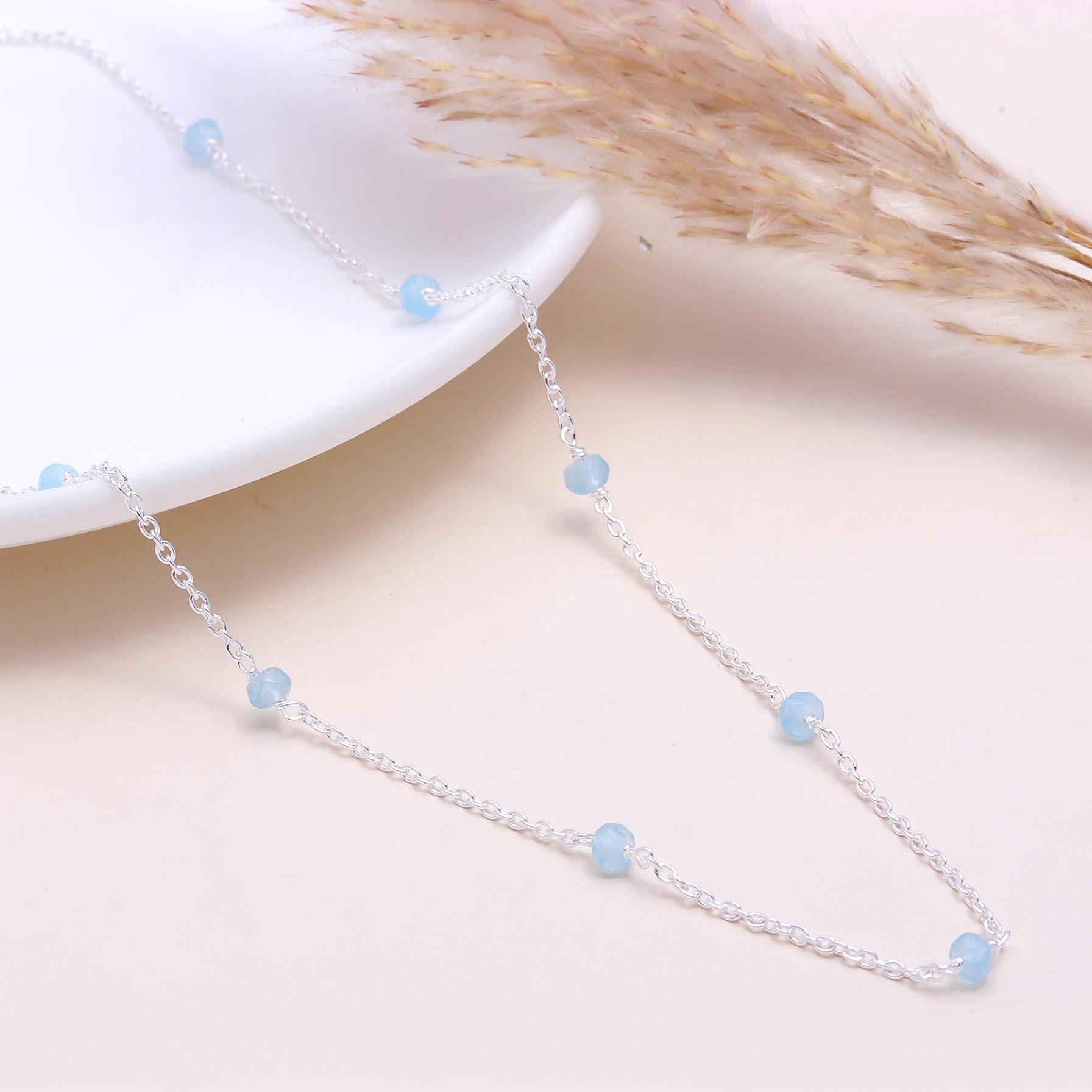 The Ocean Mist: Aquamarine Beaded Necklace