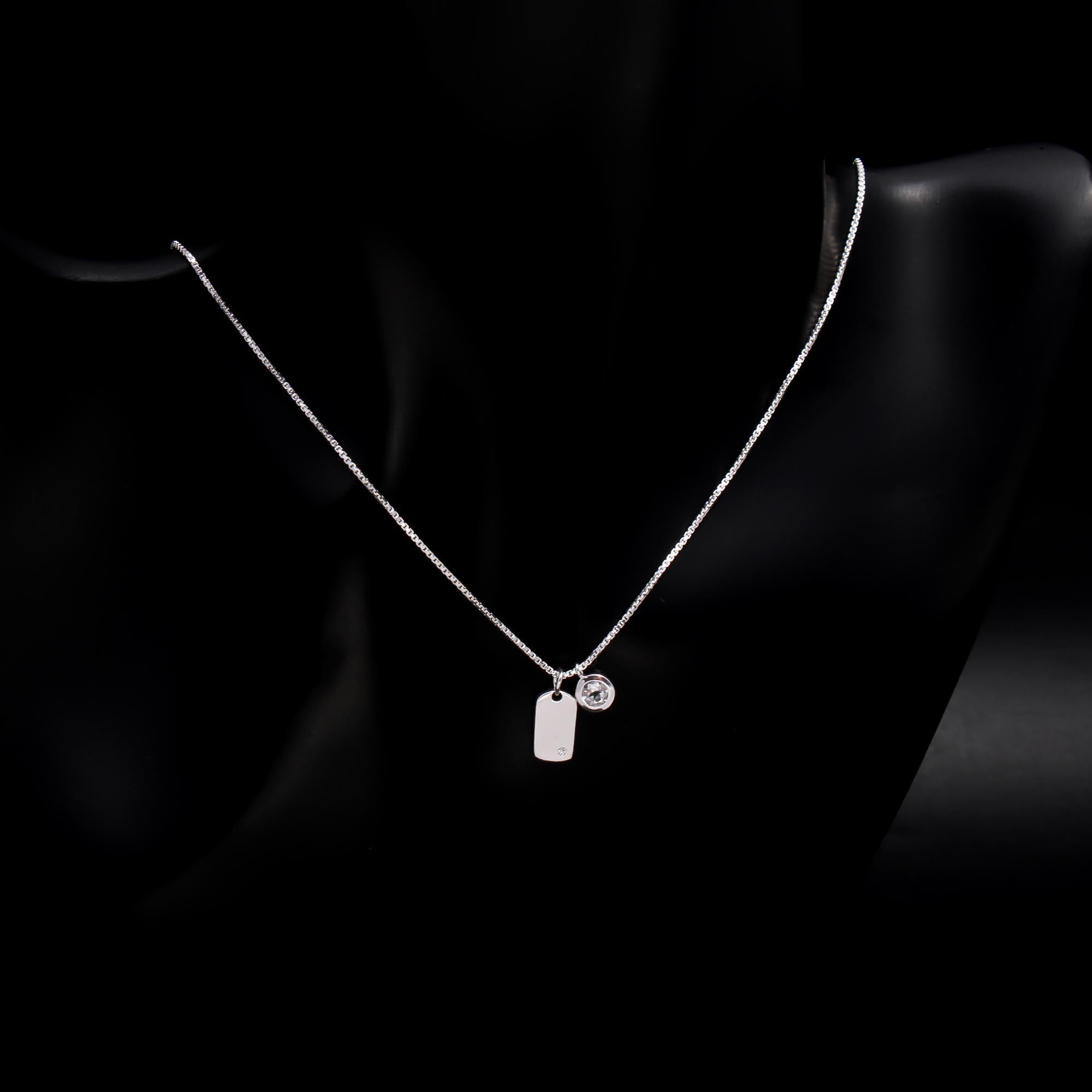 The Minimalist Tag: Engravable Silver Charm Necklace