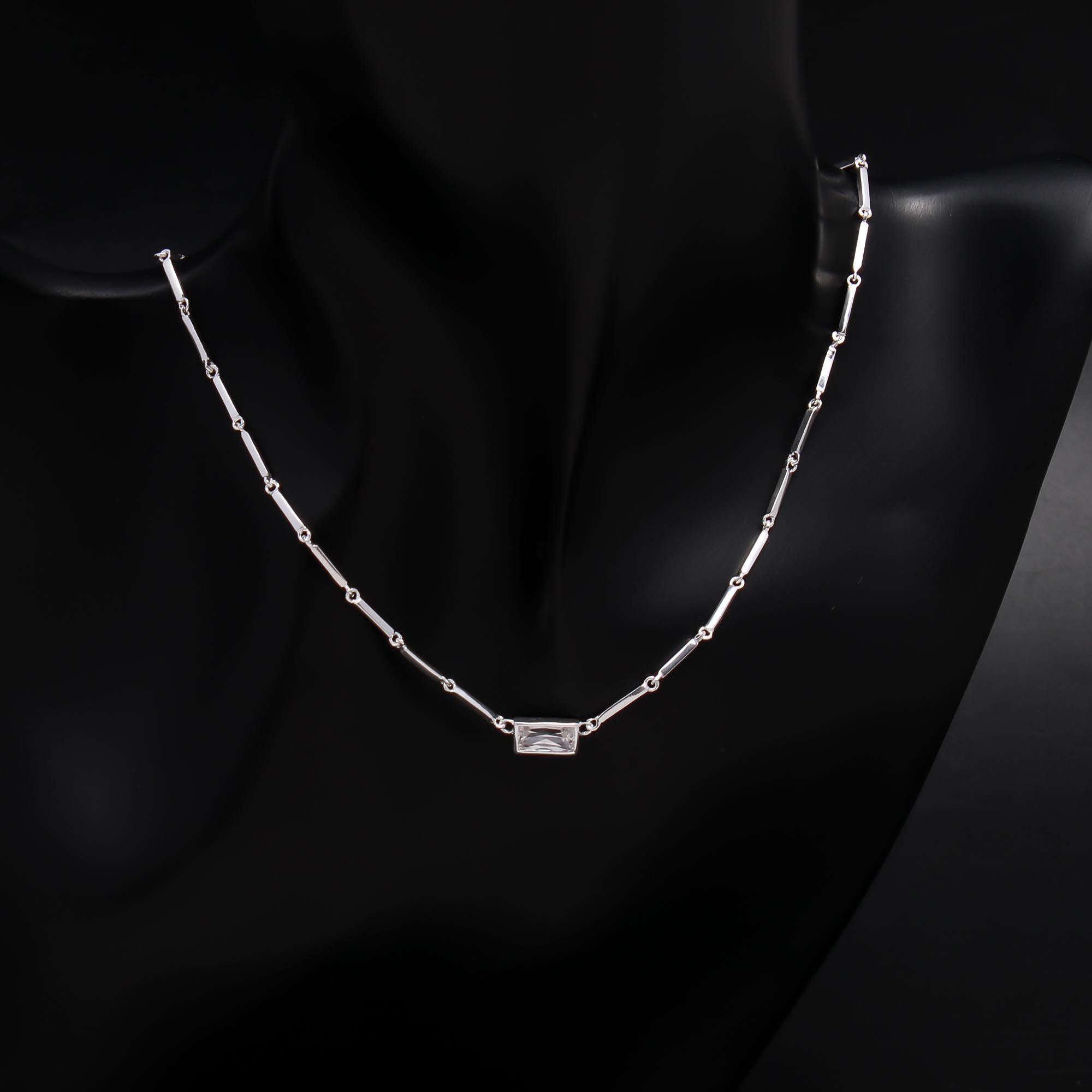 The Modern Baguette: CZ Bar Chain Necklace
