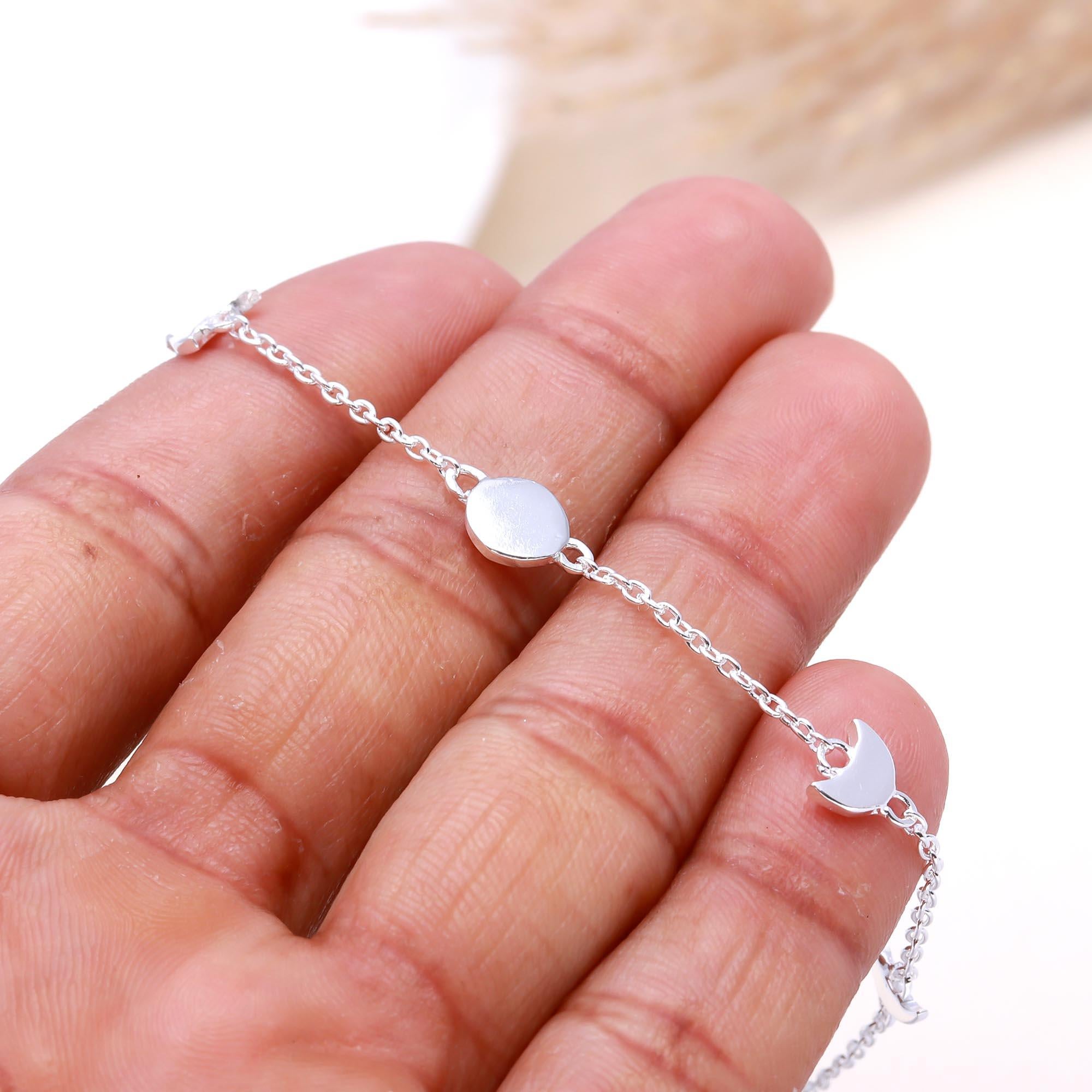 The Moon Phase: Celestial Silver Charm Bracelet