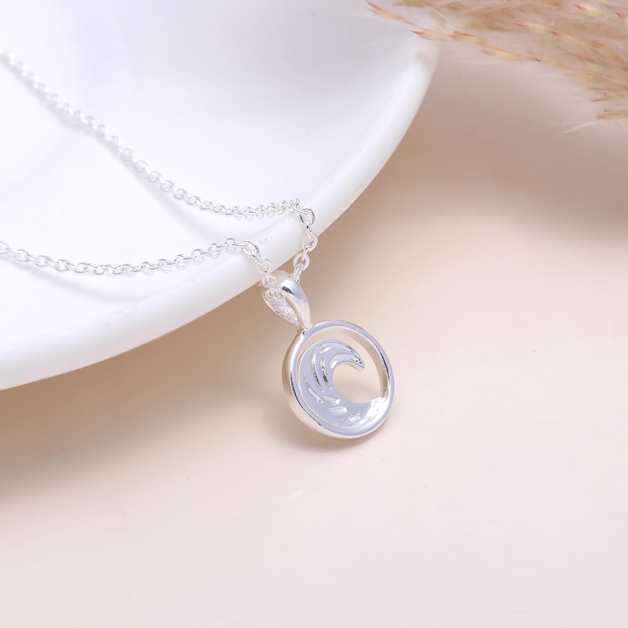 The Ocean Circle: Wave Silver Pendant