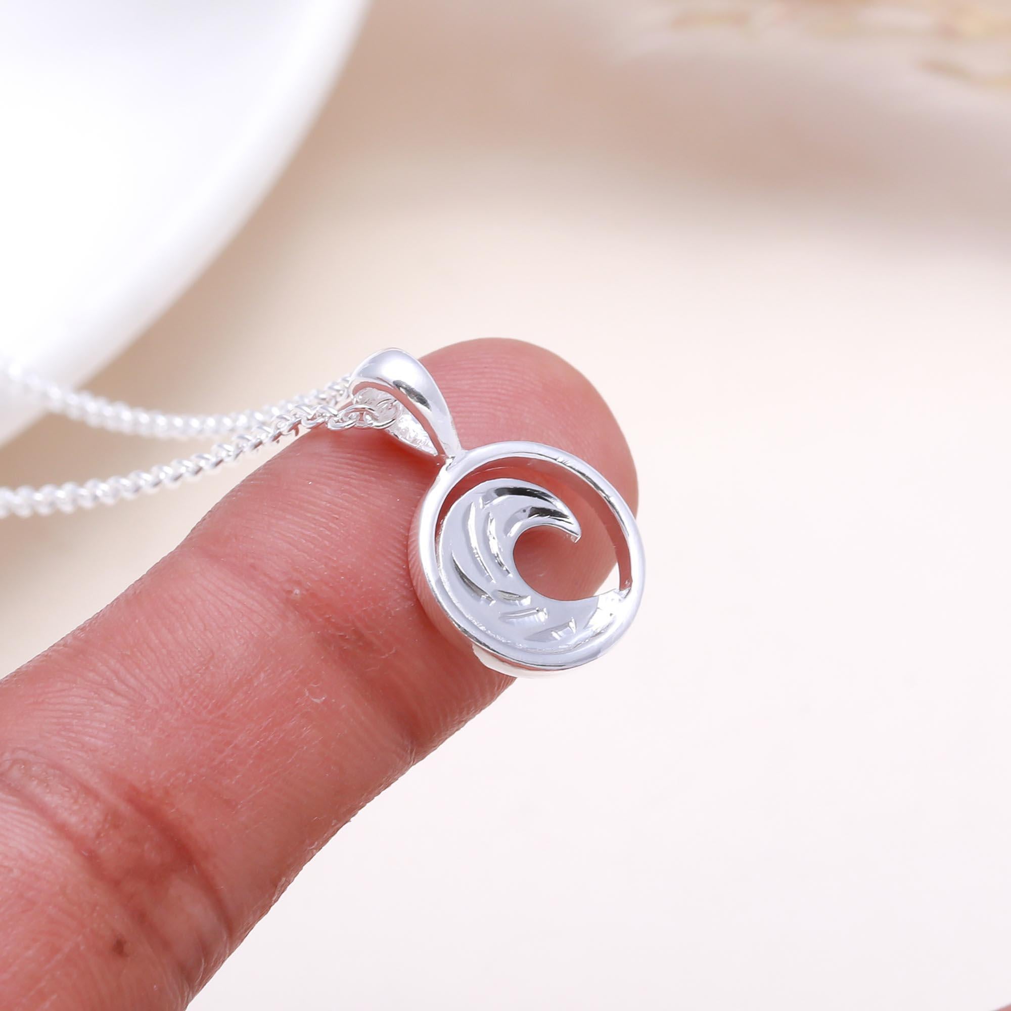 The Ocean Circle: Wave Silver Pendant