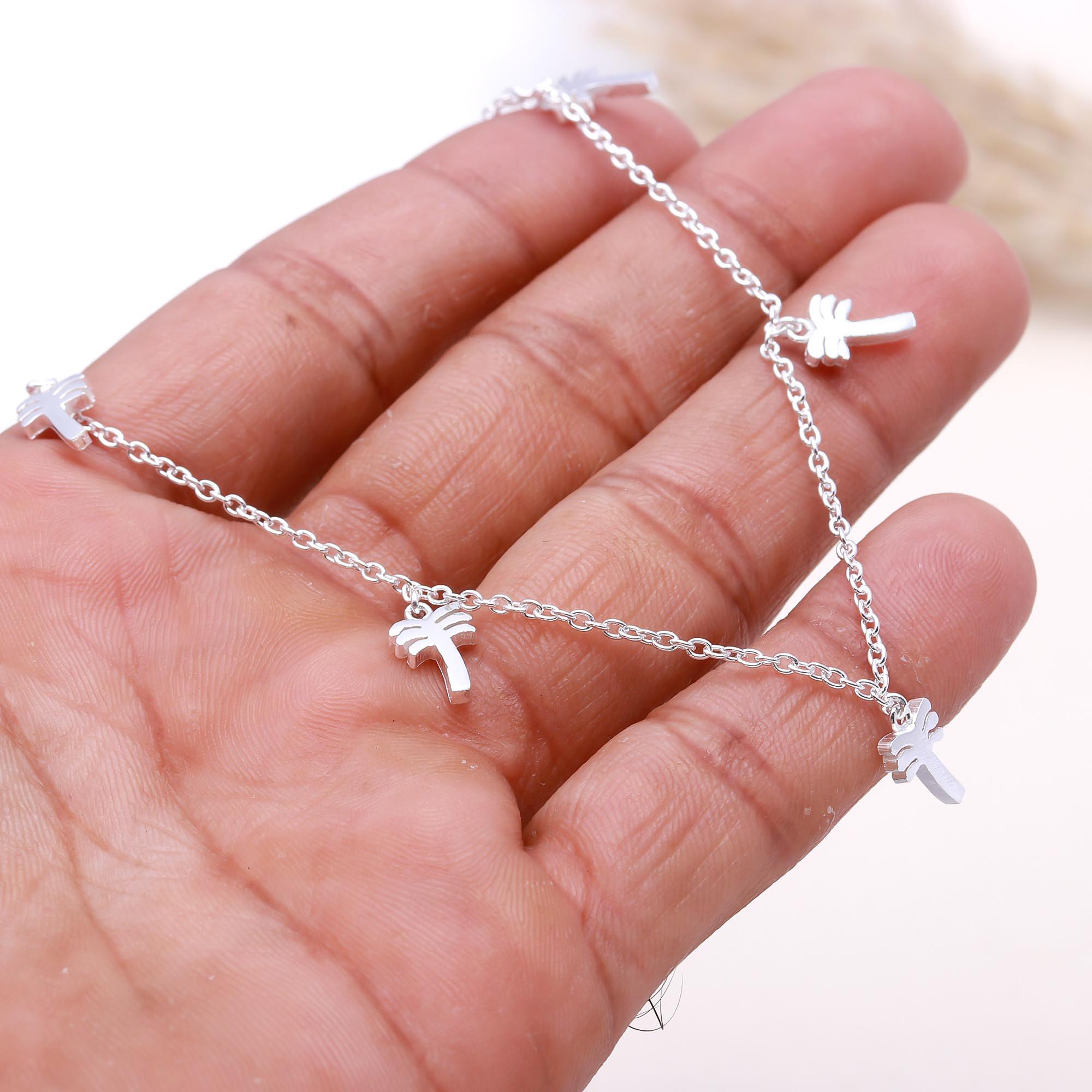 The Island Escape: Silver Palm Tree Dangle Necklace