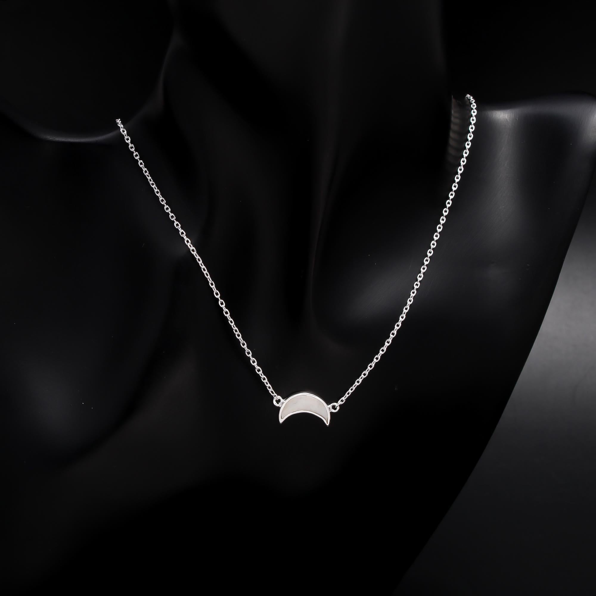 The White Crescent: Mother of Pearl Moon Necklace