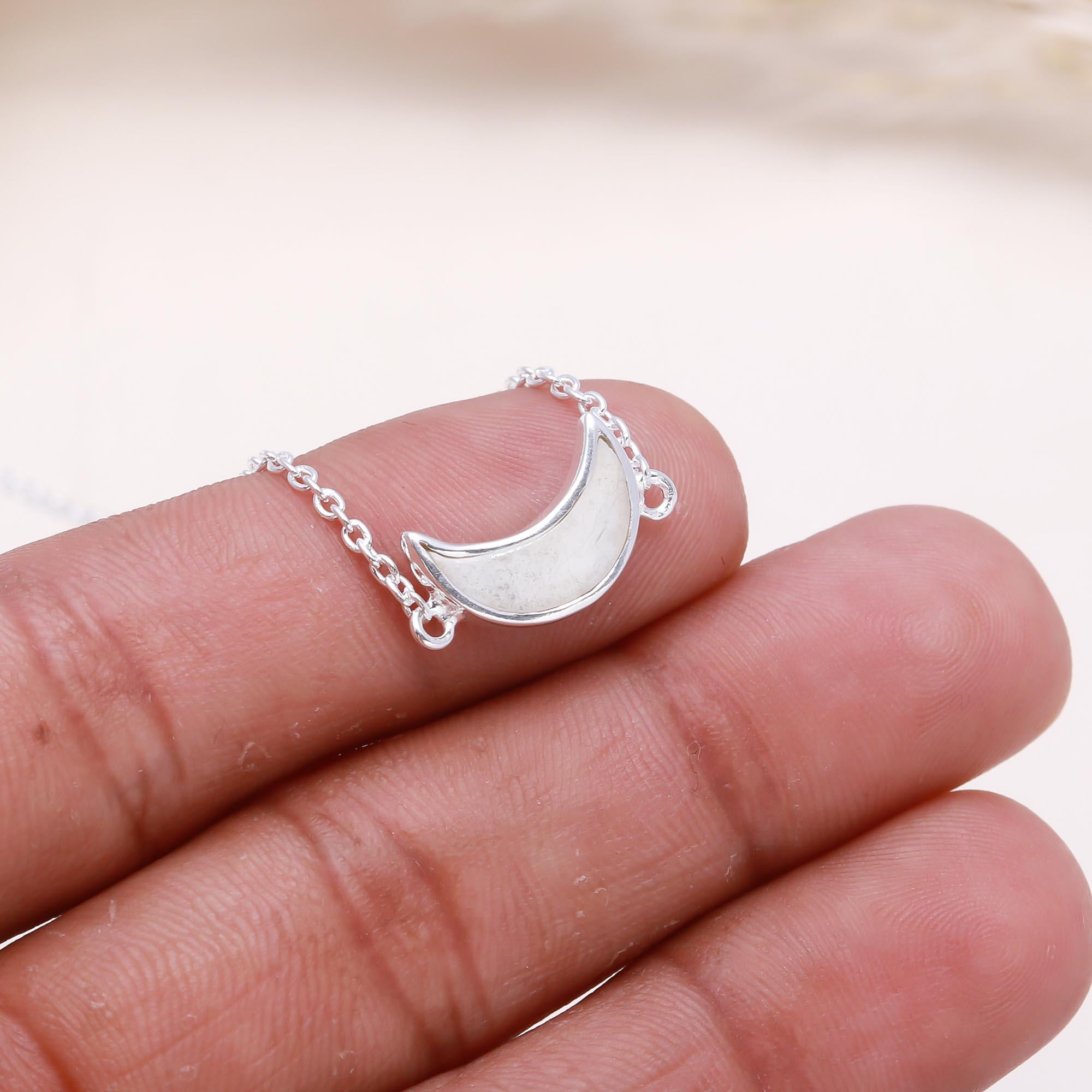 The White Crescent: Mother of Pearl Moon Necklace