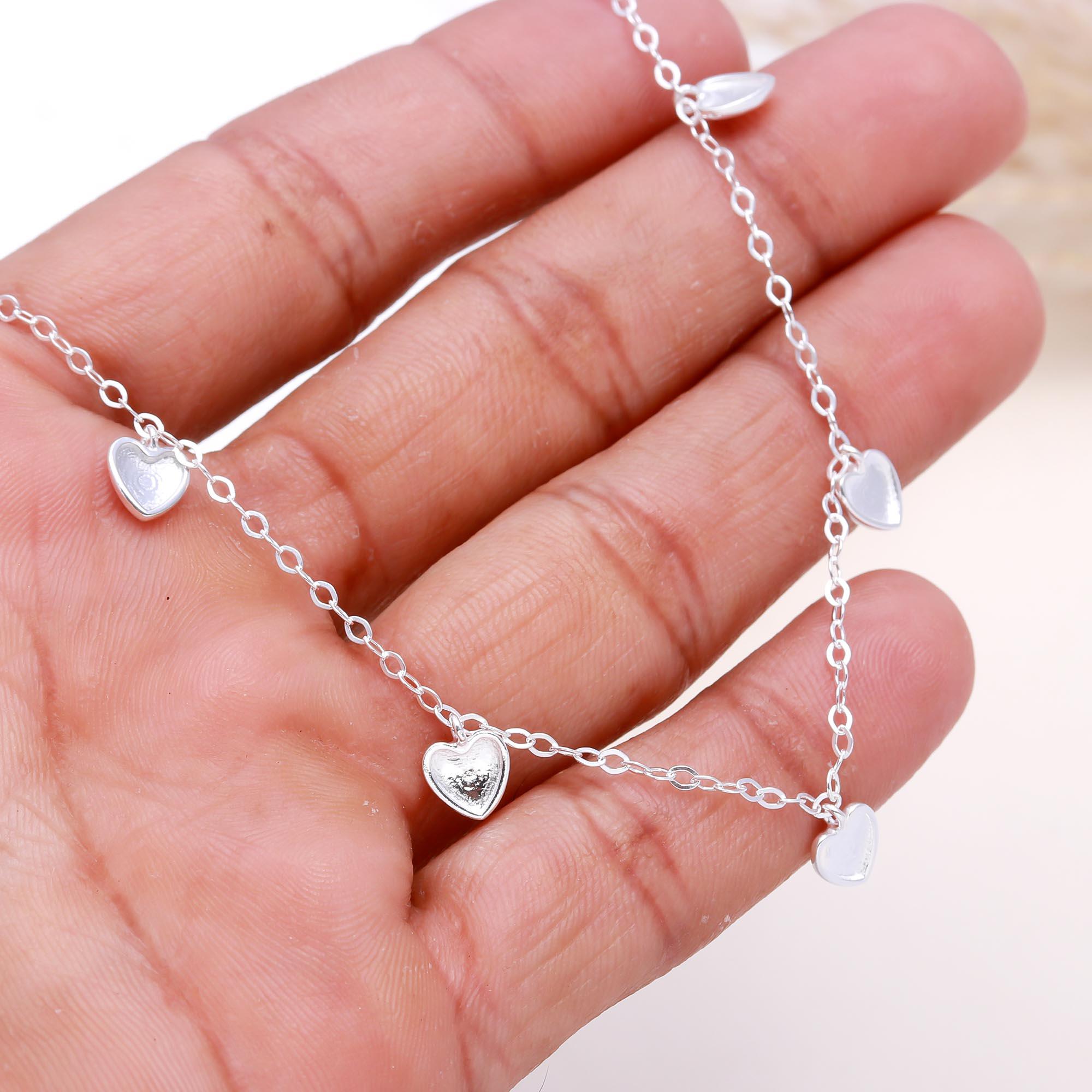 The Cascading Heart: The Falling Love: Silver & White Heart Charm Choker