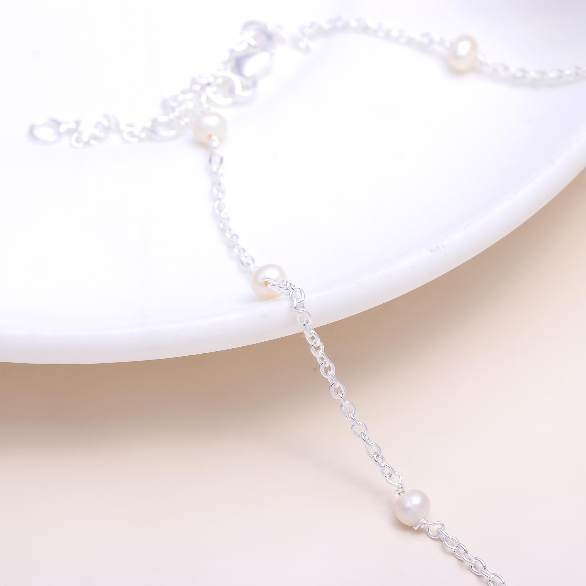 The Floating Pearl: Minimalist Station Silver Necklace
