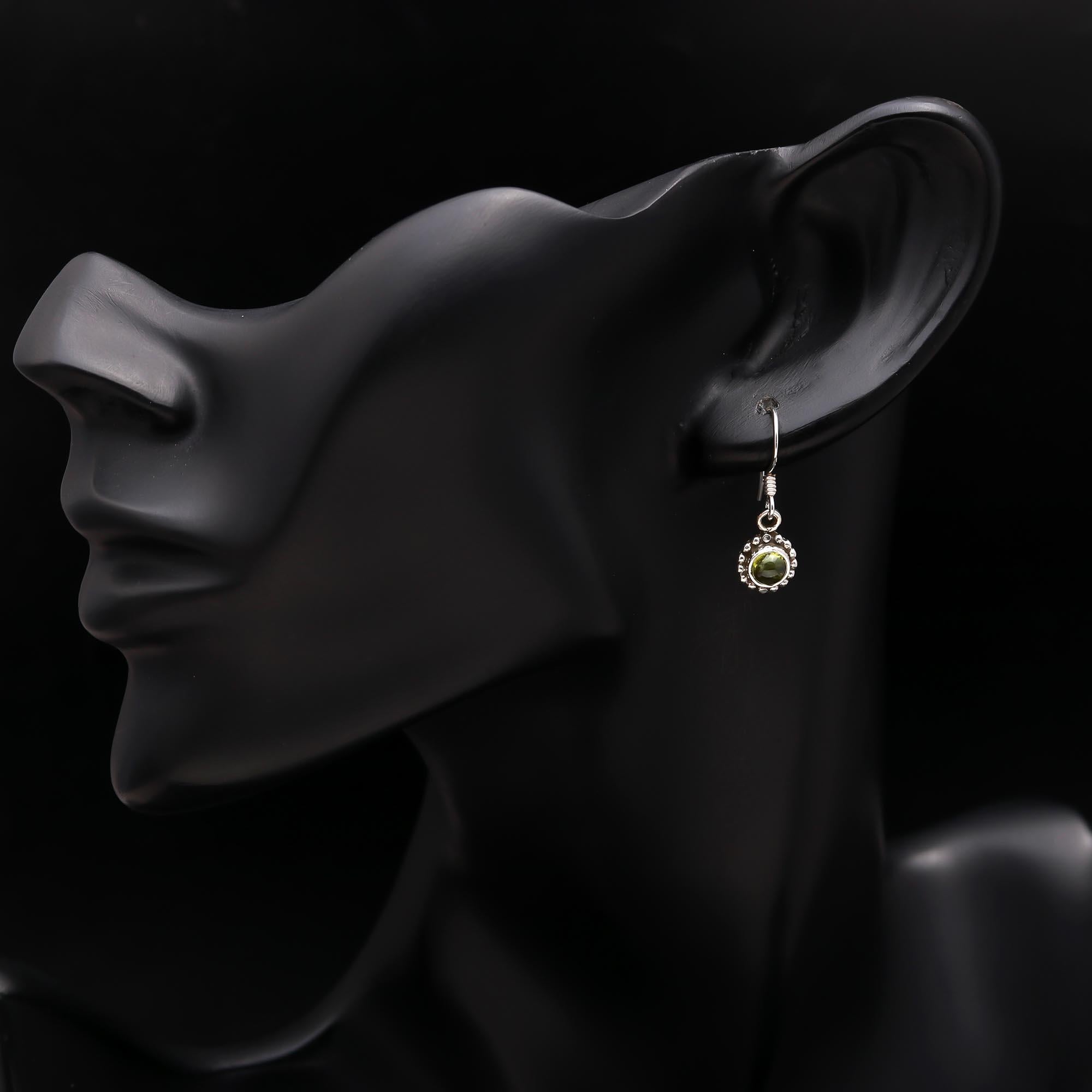 925 Sterling Silver Natural Peridot Dangle Earring