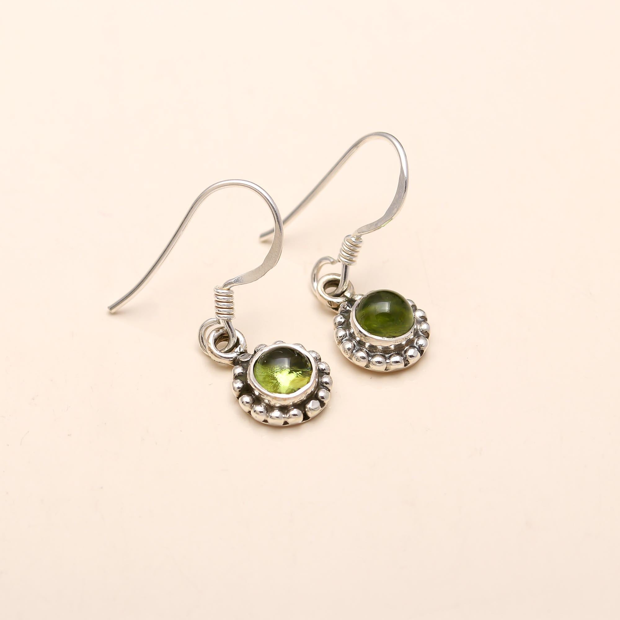 925 Sterling Silver Natural Peridot Dangle Earring