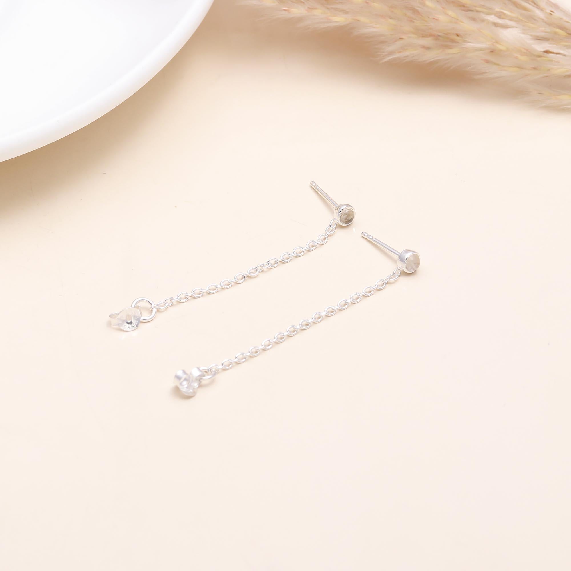 The Silver Link: Minimalist Chain Loop Stud Earrings