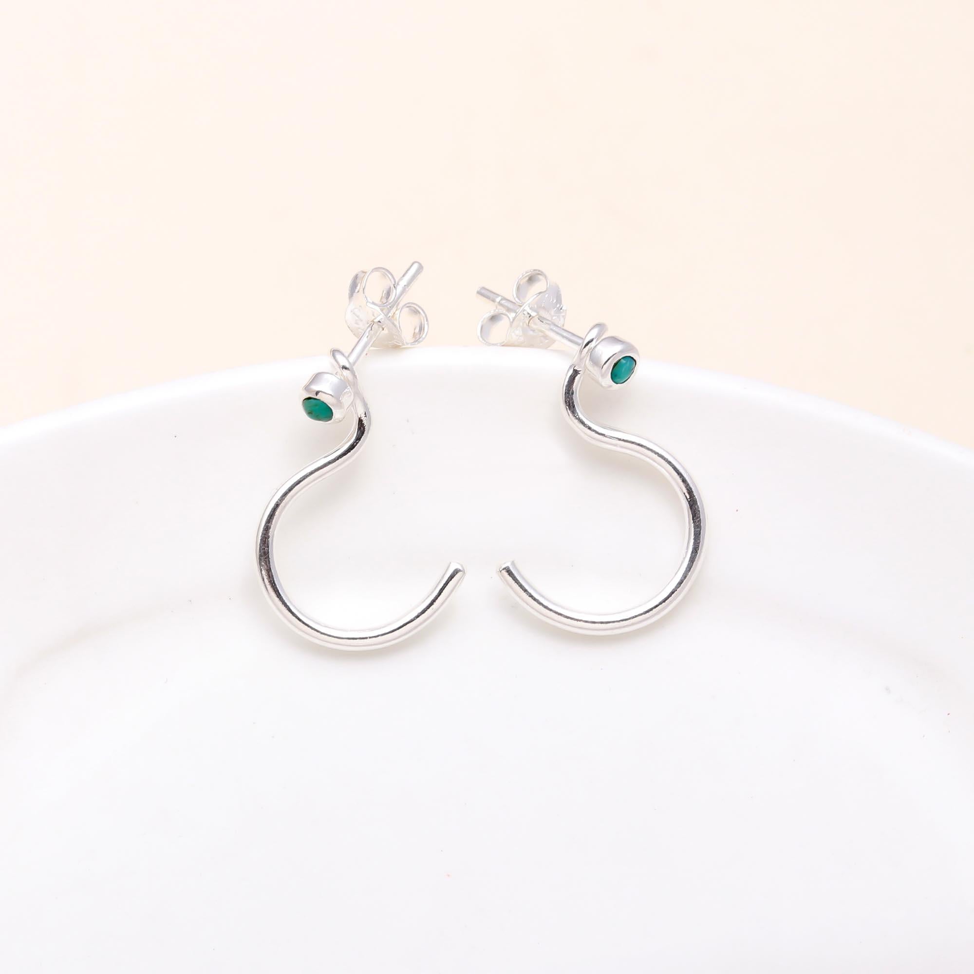 925 Sterling Silver Open Hoop Stud Earrings