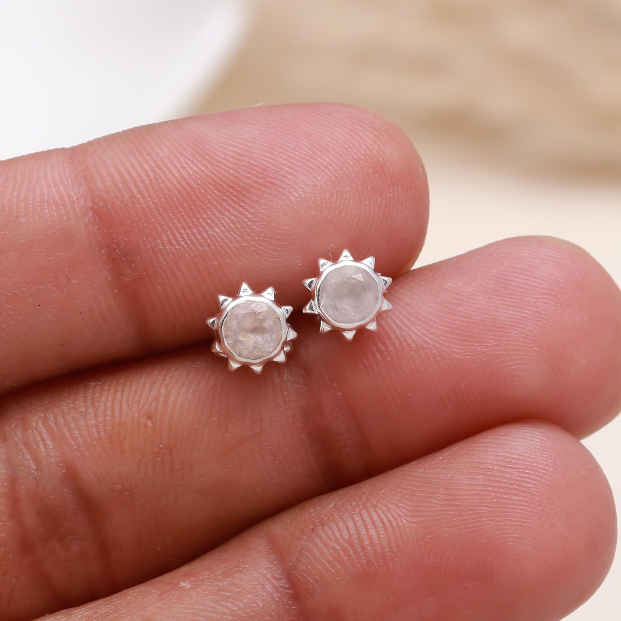 925 Sterling Silver Rose Quartz Stud Earrings