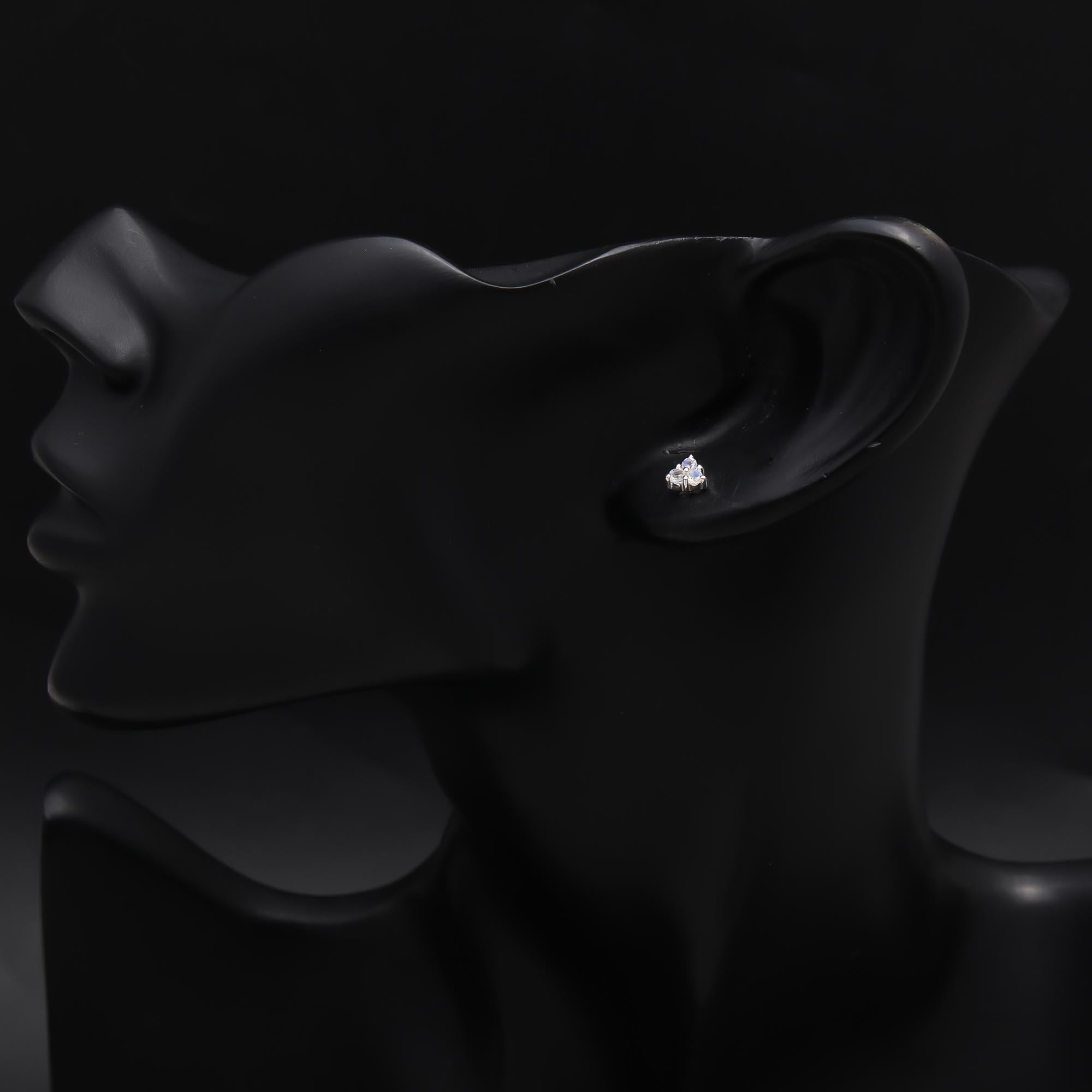 925 Sterling Silver Moonstone Cluster Stud Earrings