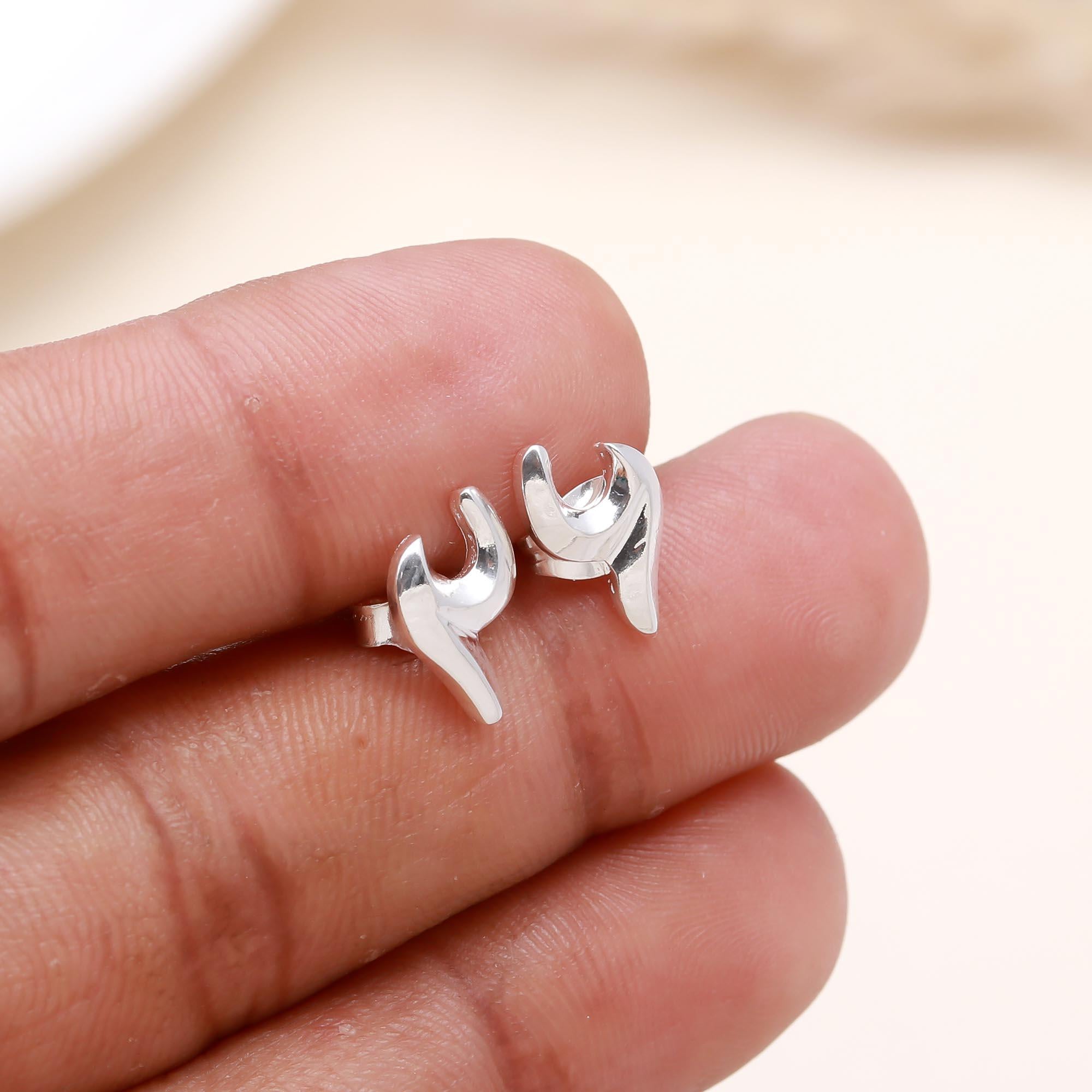 925 Sterling Silver Unique Stud Earrings