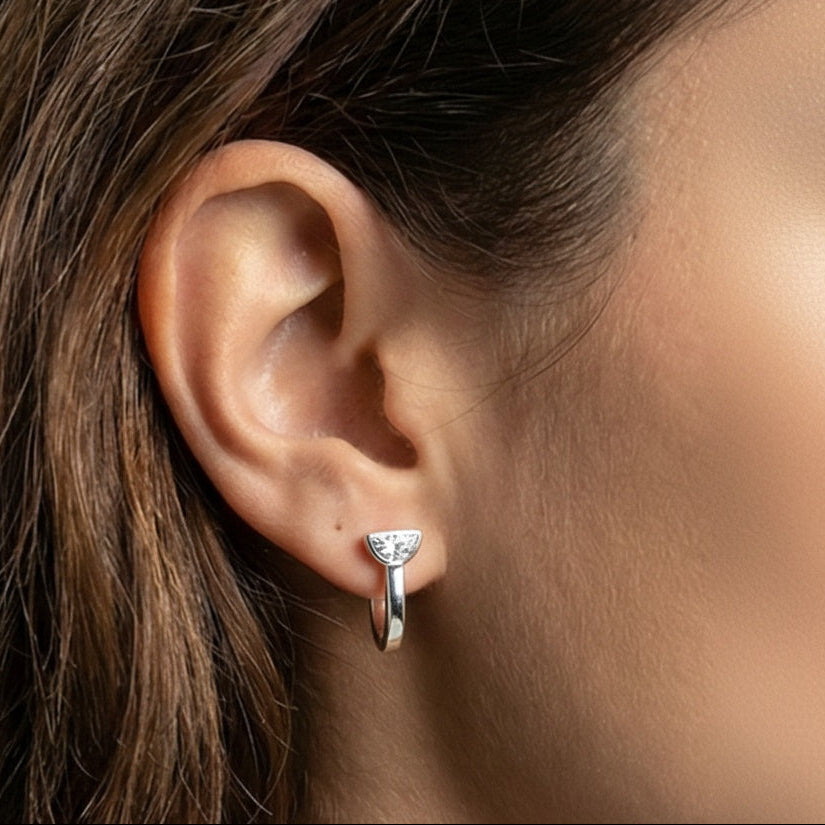 925 Sterling Silver Cz Huggie Earrings