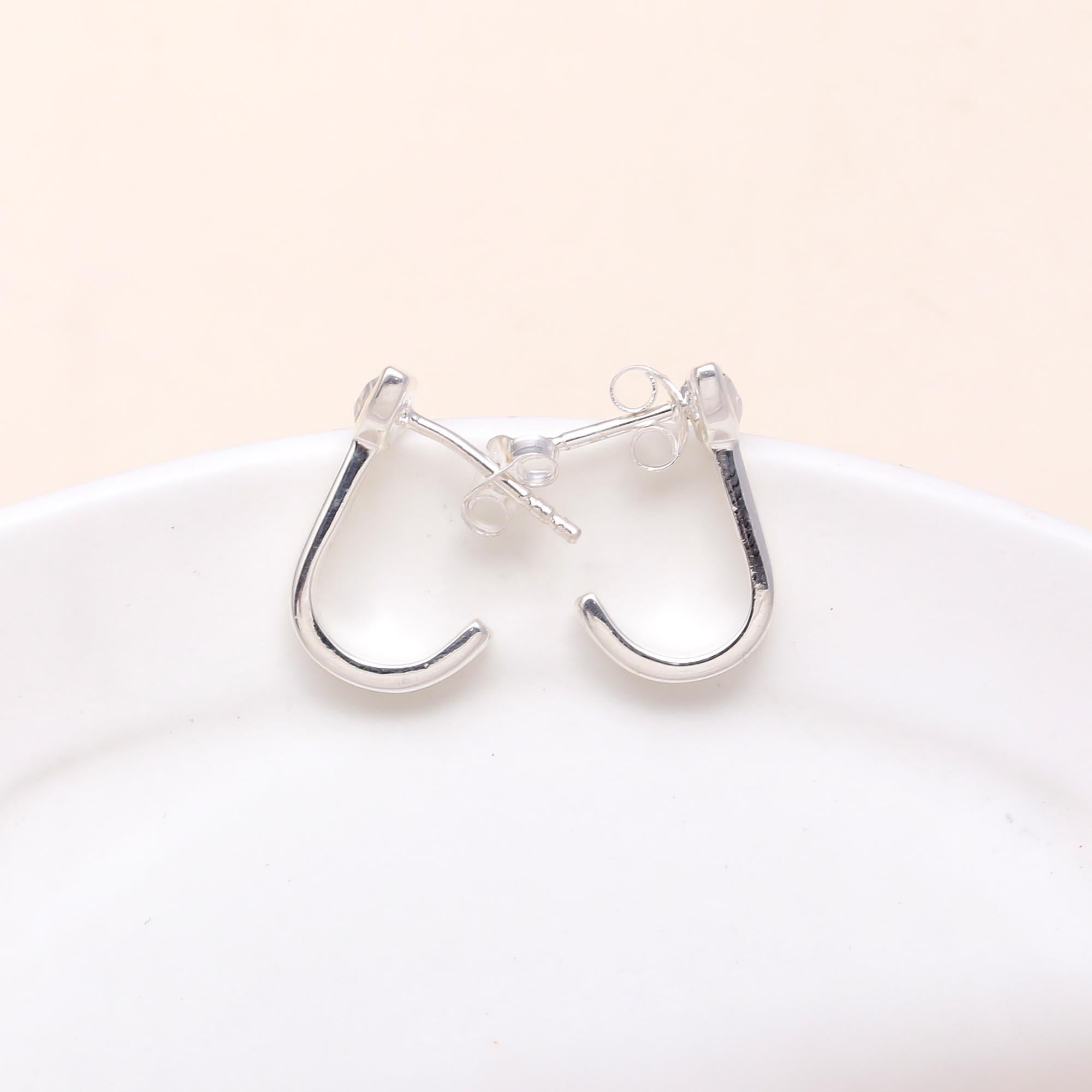 925 Sterling Silver Cz Huggie Earrings