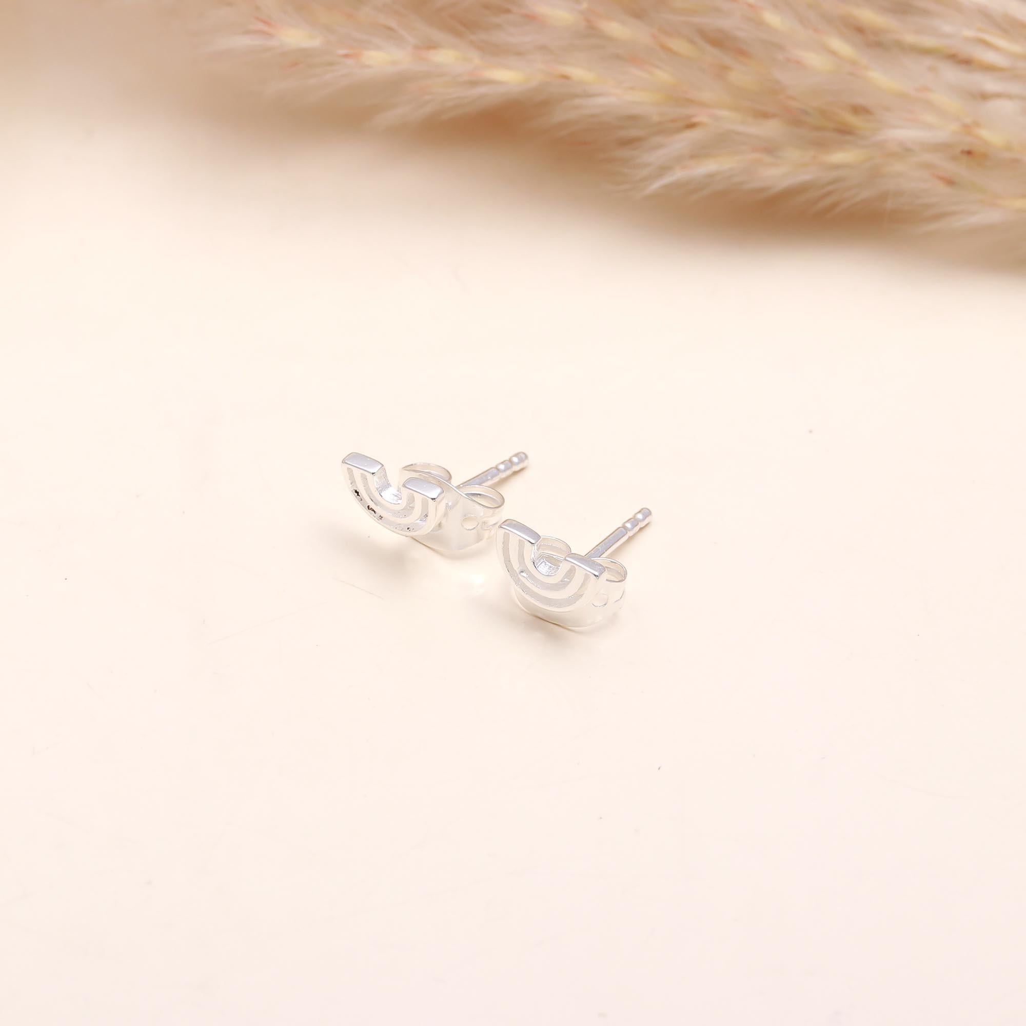925 Sterling Silver Rainbow Stud Earrings
