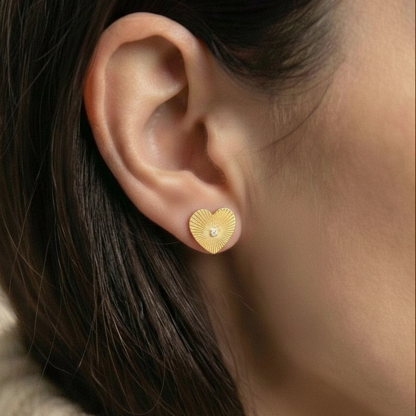 Sterling Sterling Silver Heart Stud Earrings