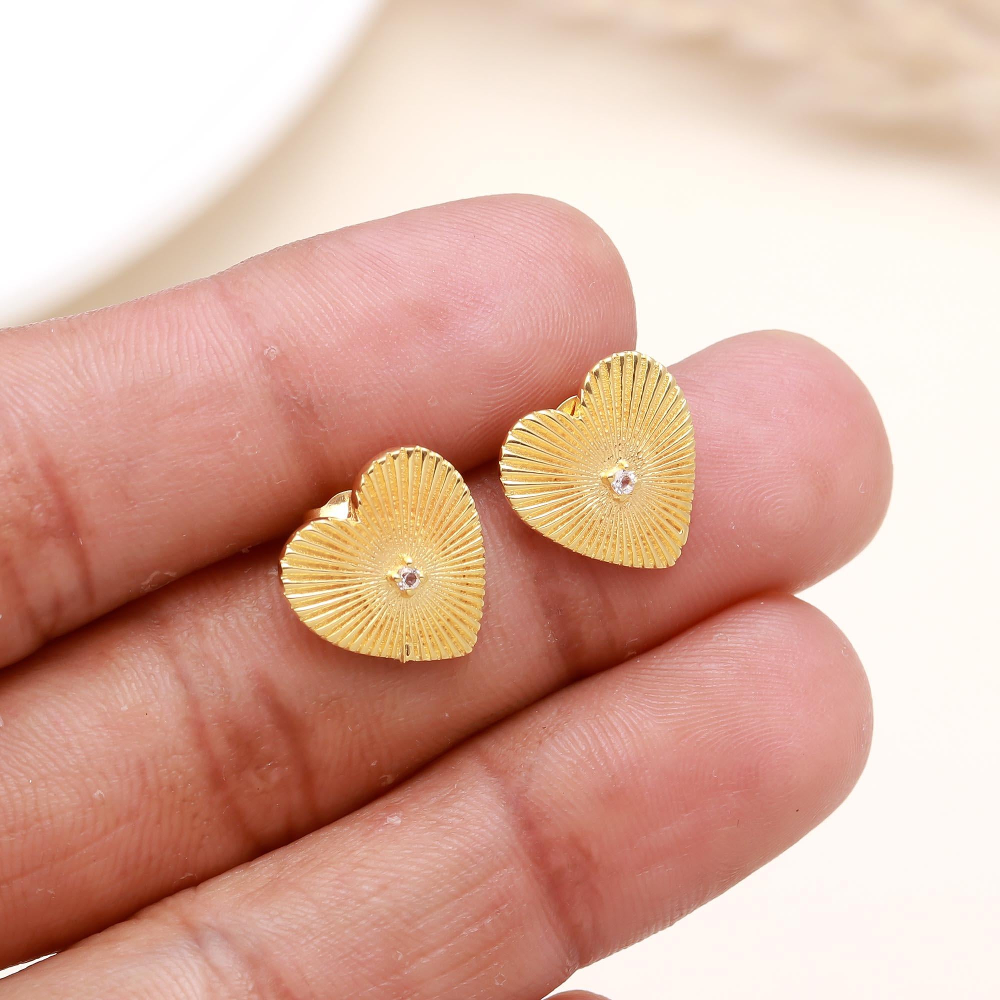 Sterling Sterling Silver Heart Stud Earrings