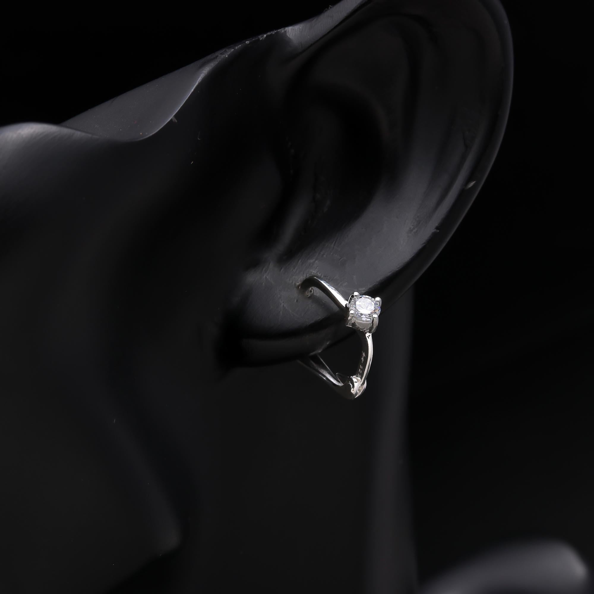 925 Sterling Silver Solitaire Drop Lever-Back Earrings