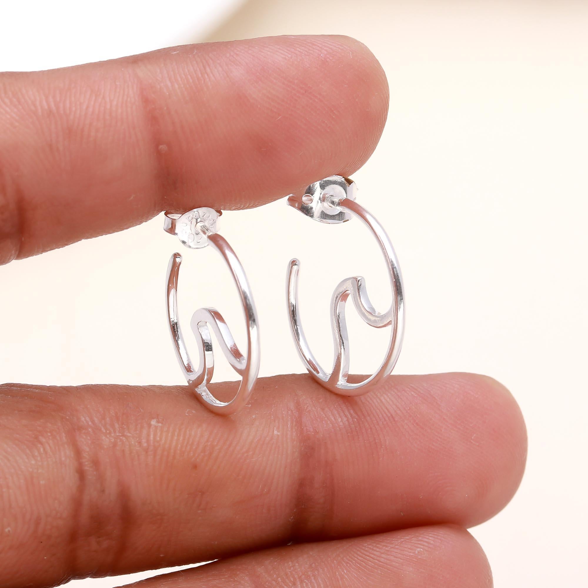 The Ocean Tide: Sterling Silver Wave Stud Earrings