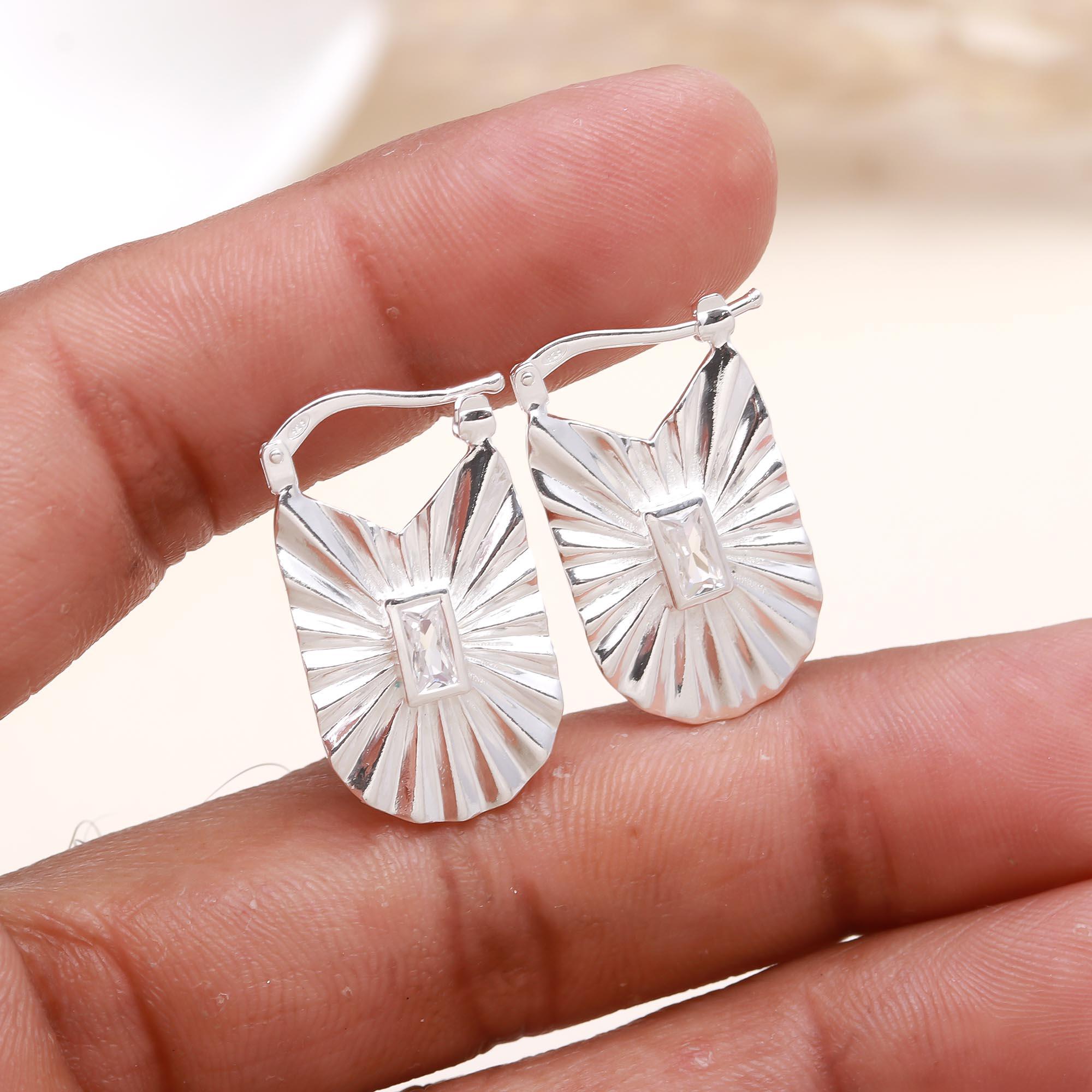 925 Sterling Silver Vintage Textured Statement Earrings