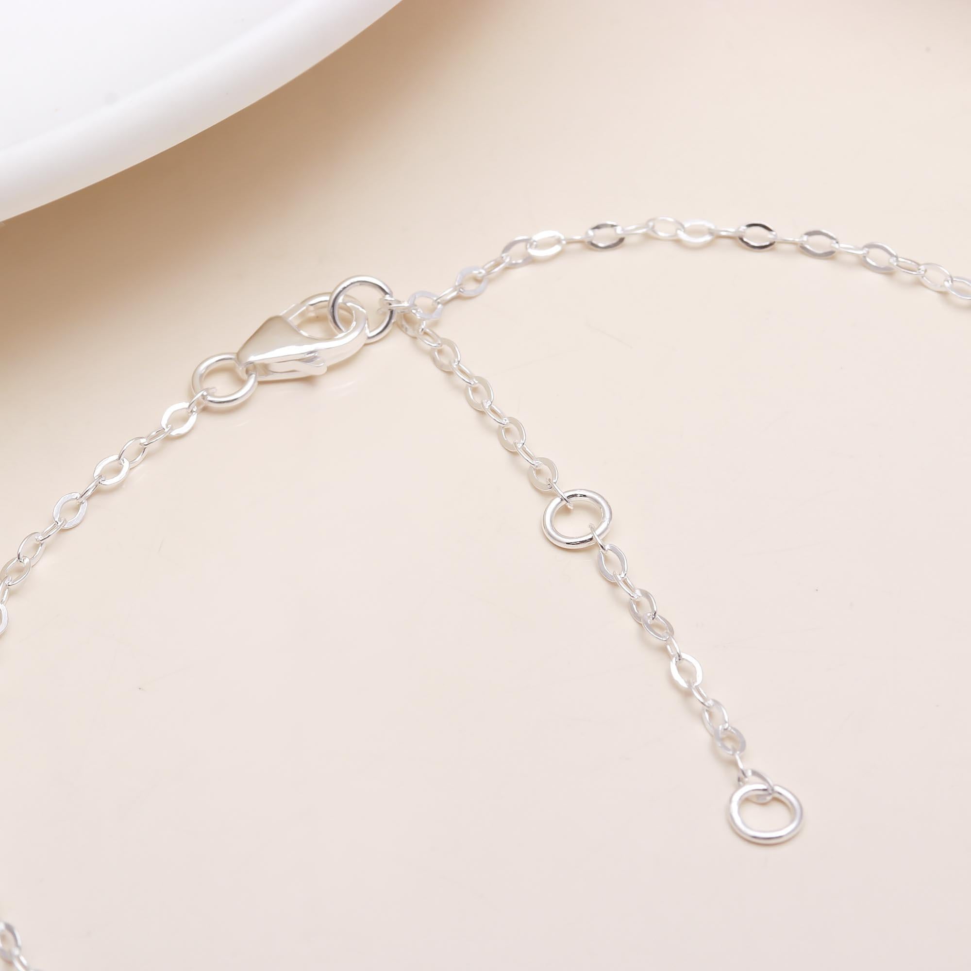 925 Sterling Silver Bezel-Set Stone Chain Bracelet