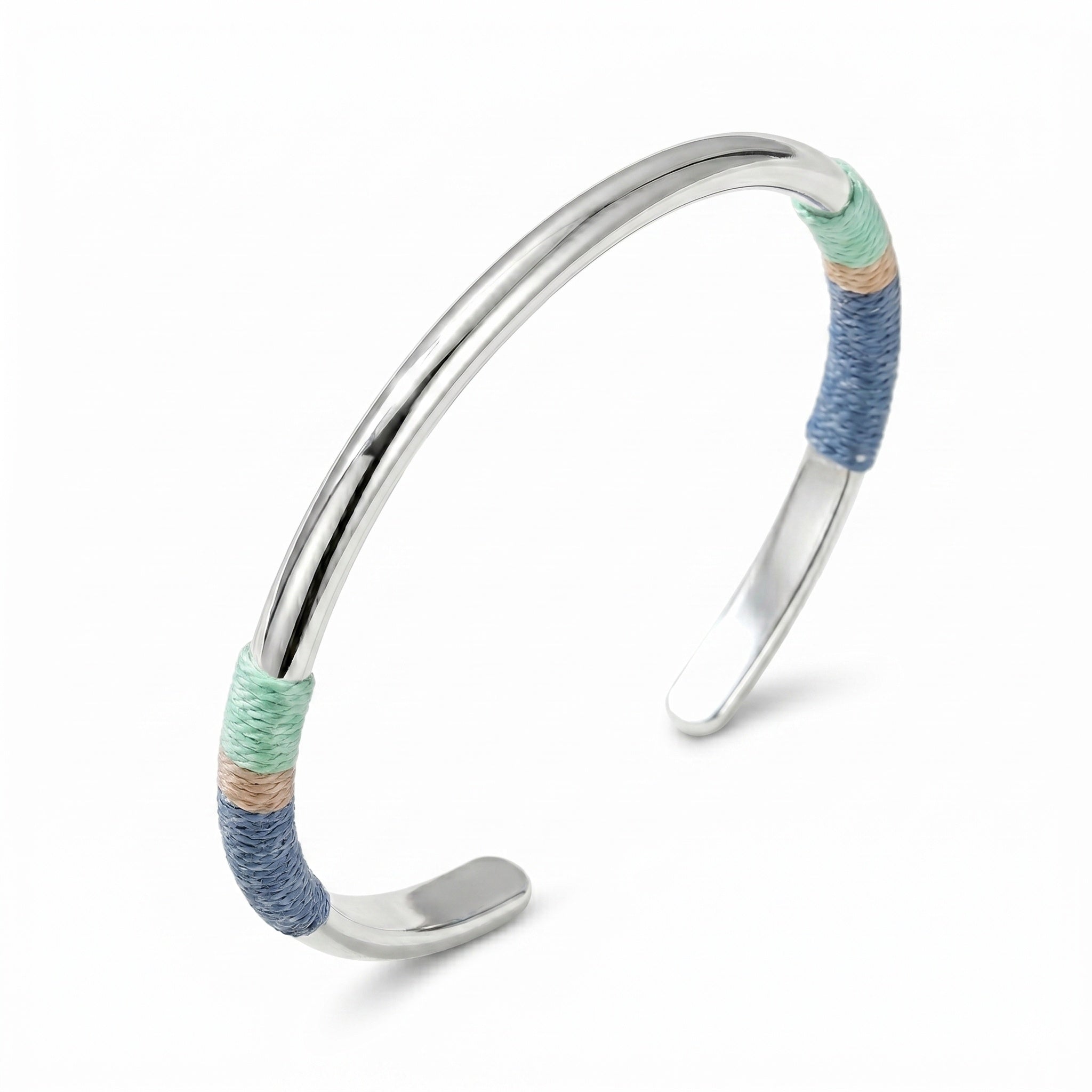 925 Sterling Silver Thread-Wrapped Cuff Bracelet