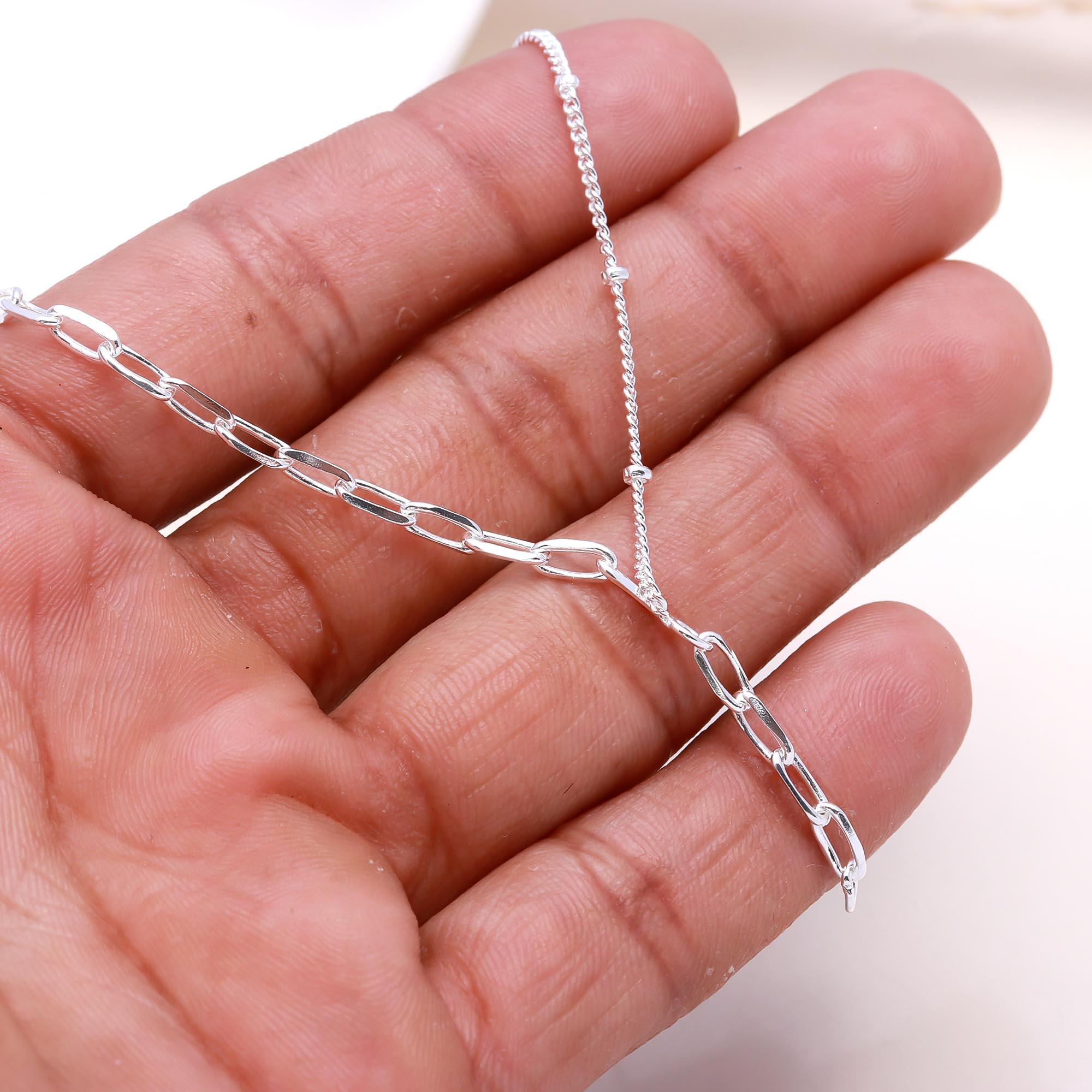 925 Sterling Silver Asymmetric Y Drop Chain Necklace