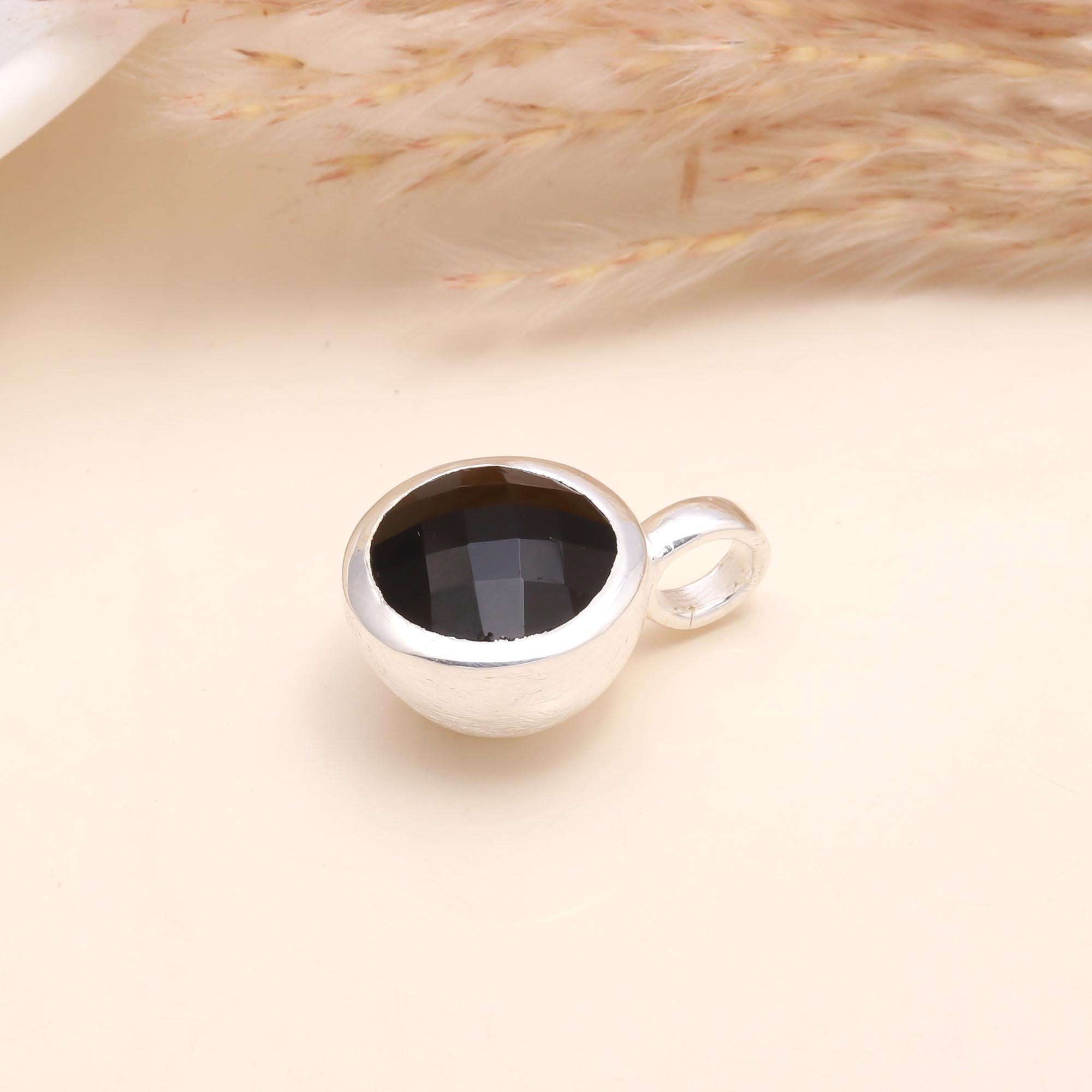 925 Sterling Silver Faceted Smoky Quartz Round Pendant