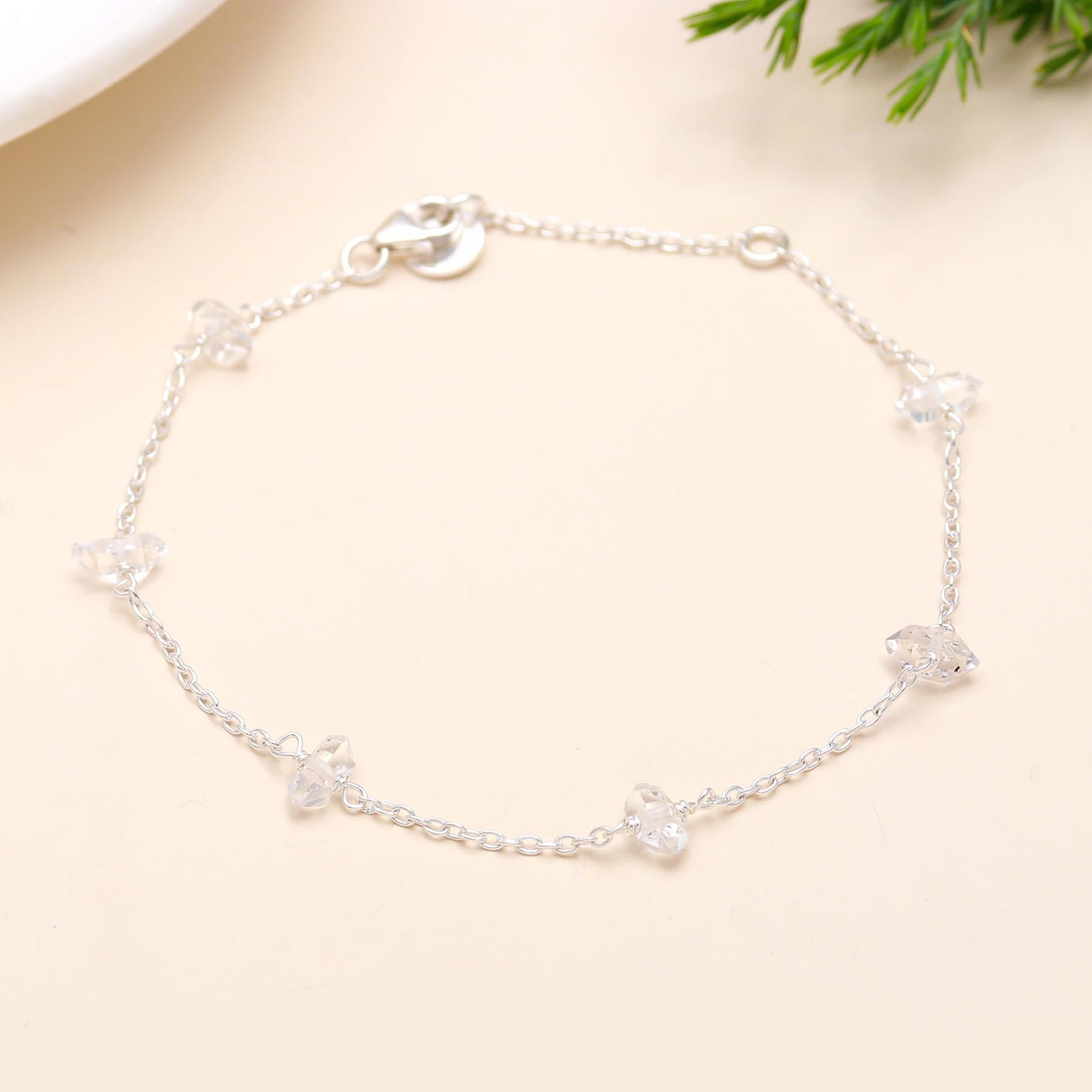 The Crystal Dew: Raw Herkimer Diamond Station Bracelet